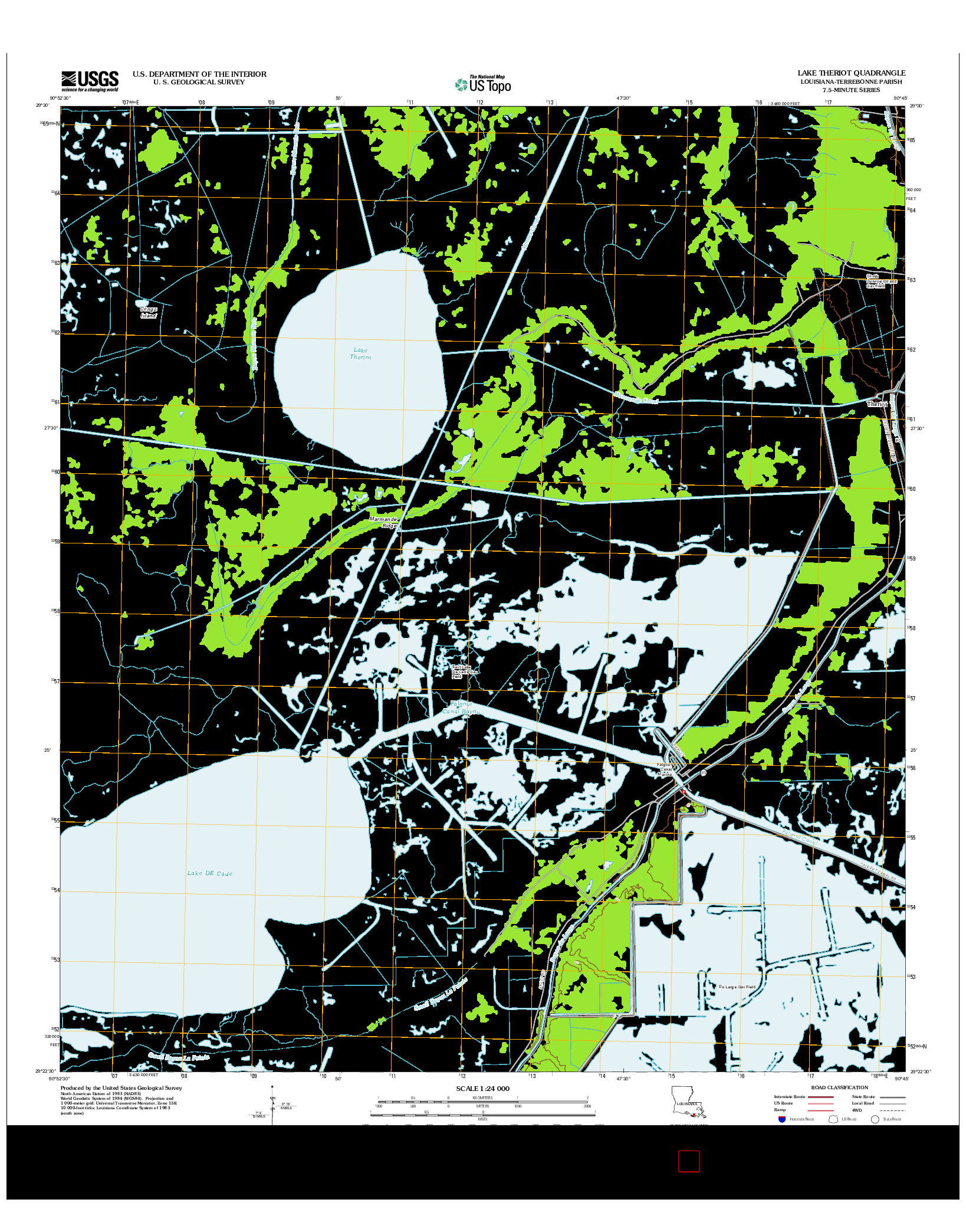 USGS US TOPO 7.5-MINUTE MAP FOR LAKE THERIOT, LA 2012