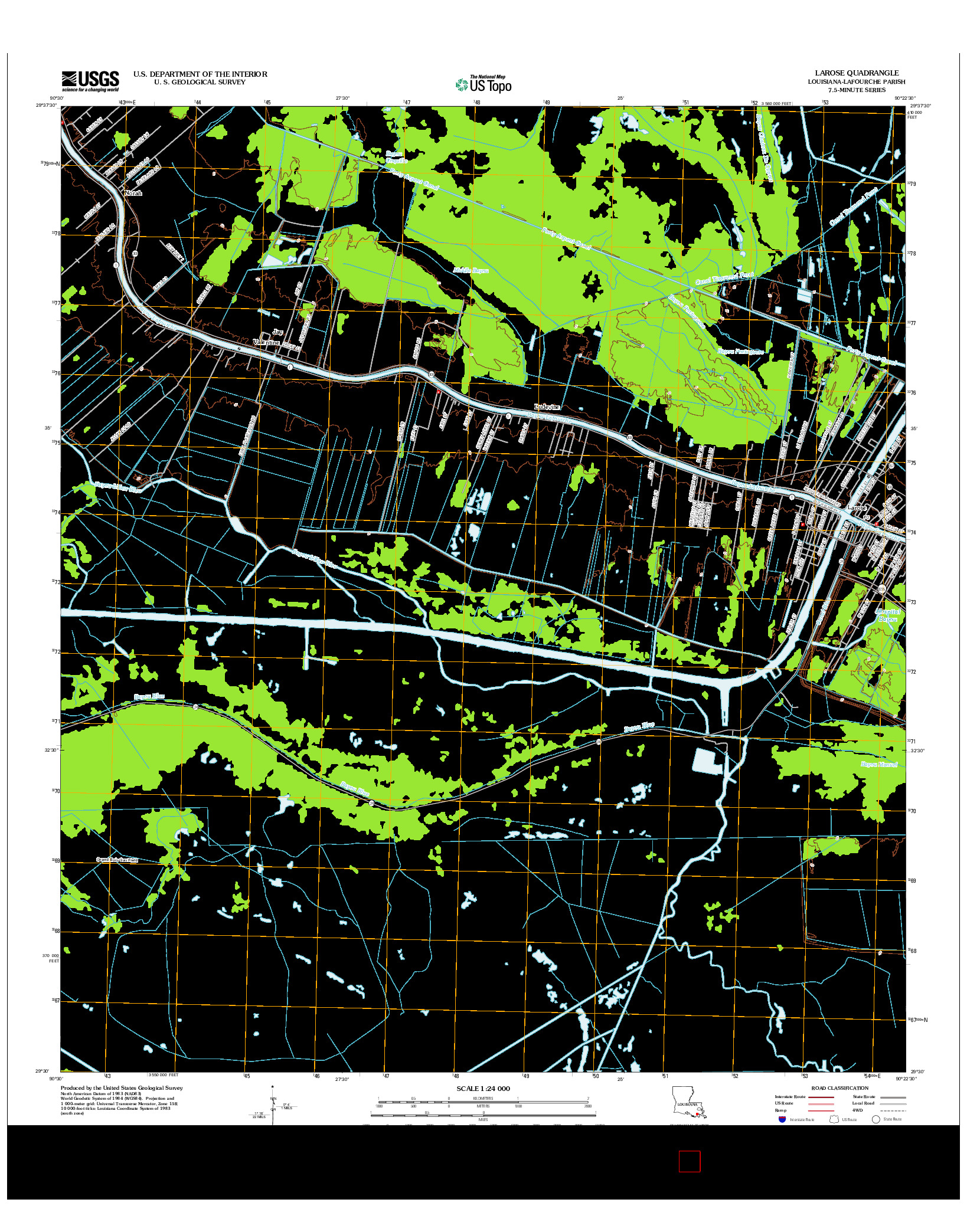 USGS US TOPO 7.5-MINUTE MAP FOR LAROSE, LA 2012
