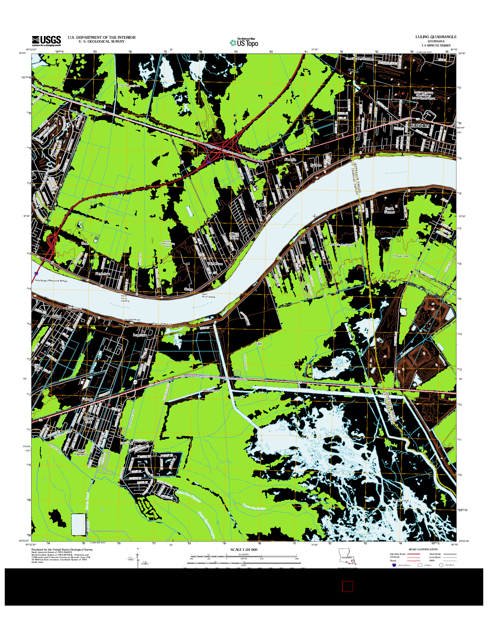 USGS US TOPO 7.5-MINUTE MAP FOR LULING, LA 2012