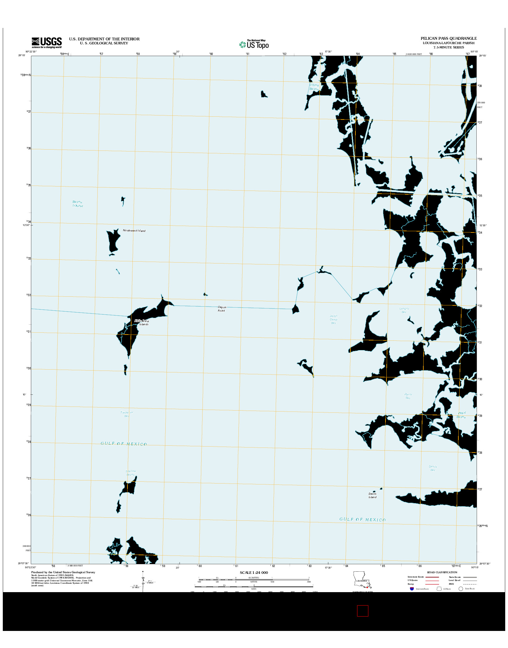 USGS US TOPO 7.5-MINUTE MAP FOR PELICAN PASS, LA 2012