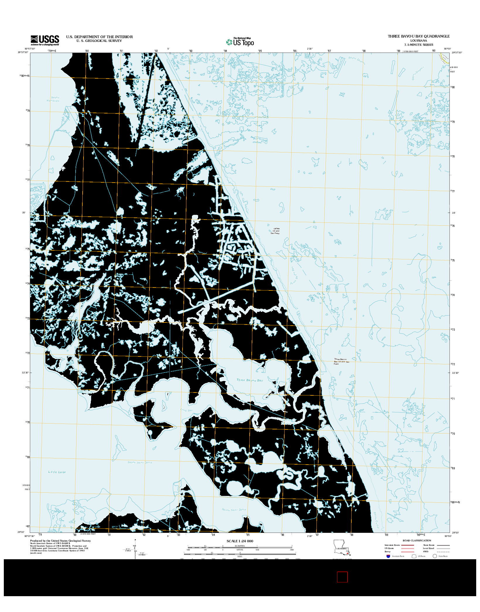 USGS US TOPO 7.5-MINUTE MAP FOR THREE BAYOU BAY, LA 2012