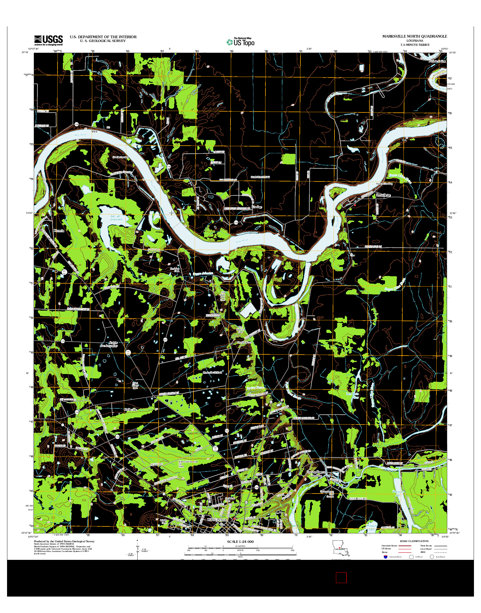 USGS US TOPO 7.5-MINUTE MAP FOR MARKSVILLE NORTH, LA 2012