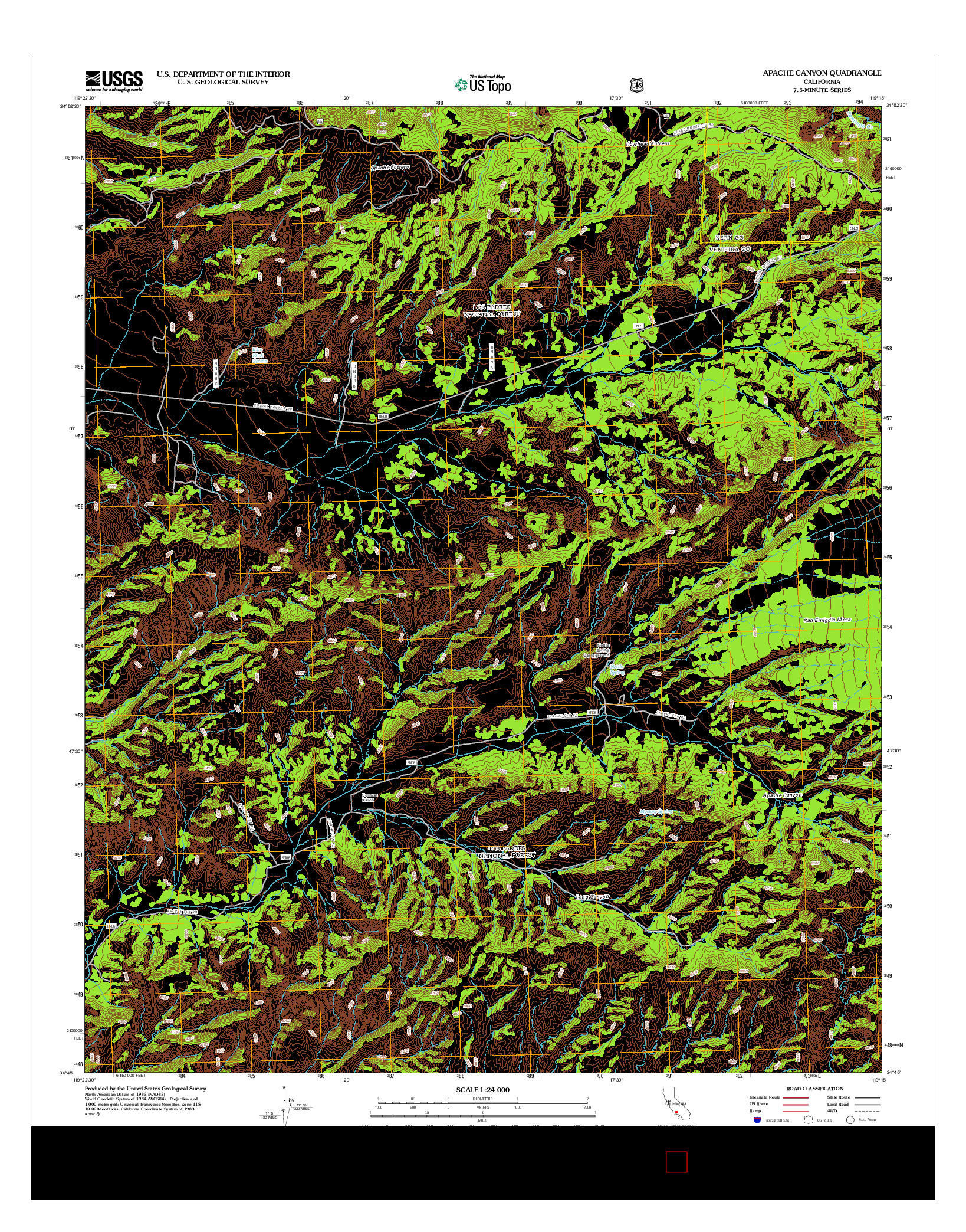 USGS US TOPO 7.5-MINUTE MAP FOR APACHE CANYON, CA 2012
