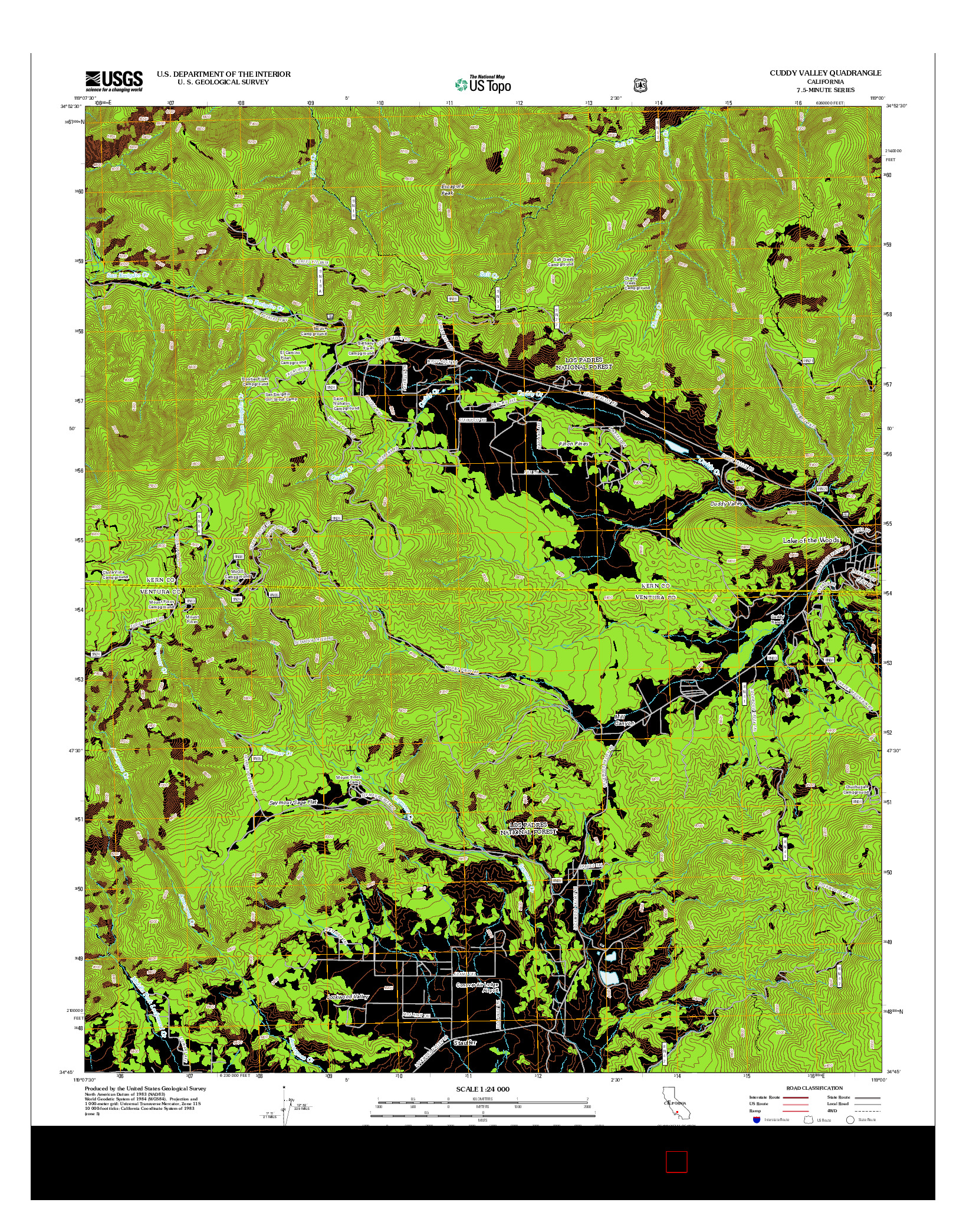 USGS US TOPO 7.5-MINUTE MAP FOR CUDDY VALLEY, CA 2012