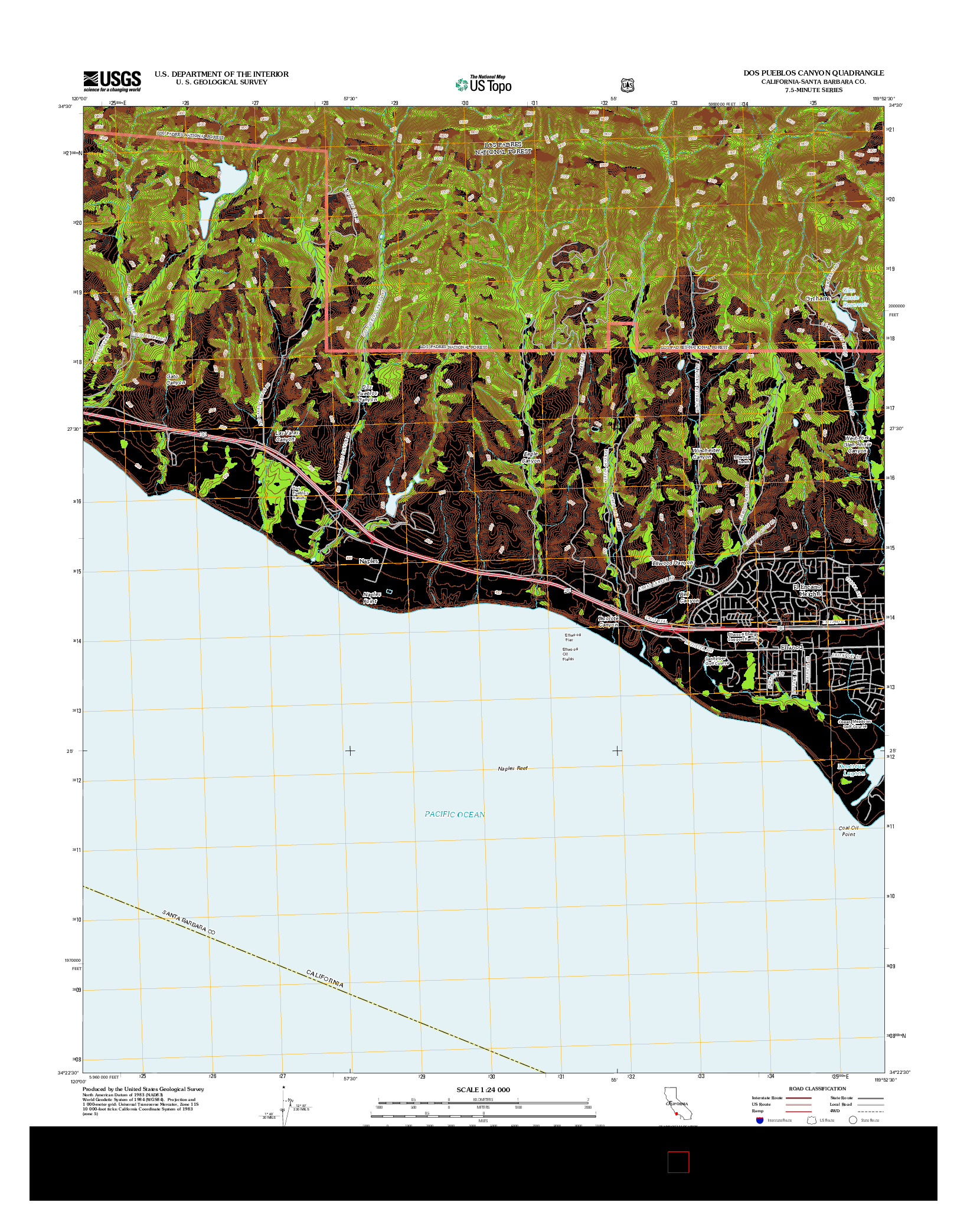 USGS US TOPO 7.5-MINUTE MAP FOR DOS PUEBLOS CANYON, CA 2012