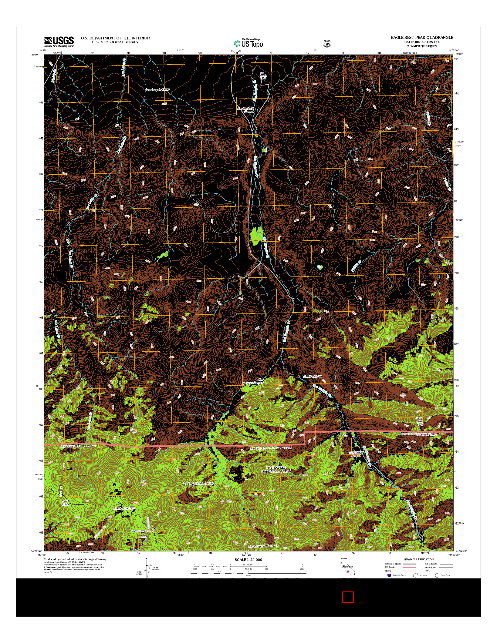USGS US TOPO 7.5-MINUTE MAP FOR EAGLE REST PEAK, CA 2012