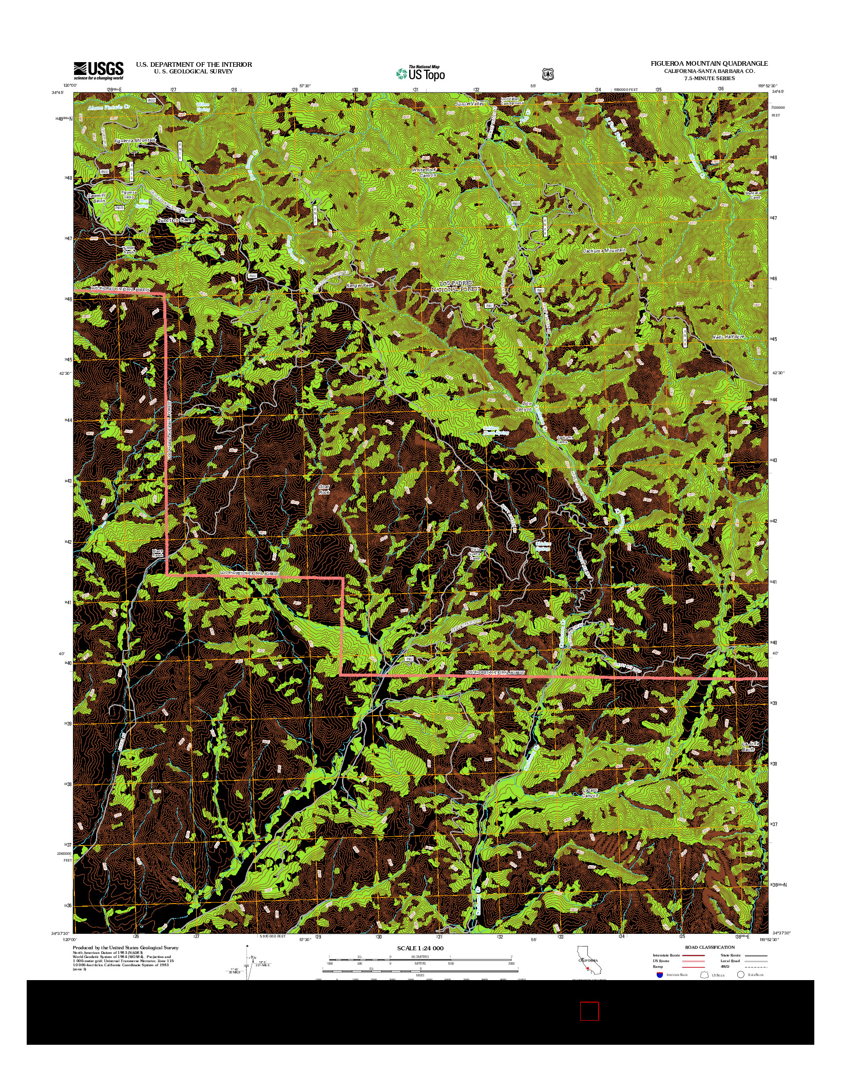 USGS US TOPO 7.5-MINUTE MAP FOR FIGUEROA MOUNTAIN, CA 2012