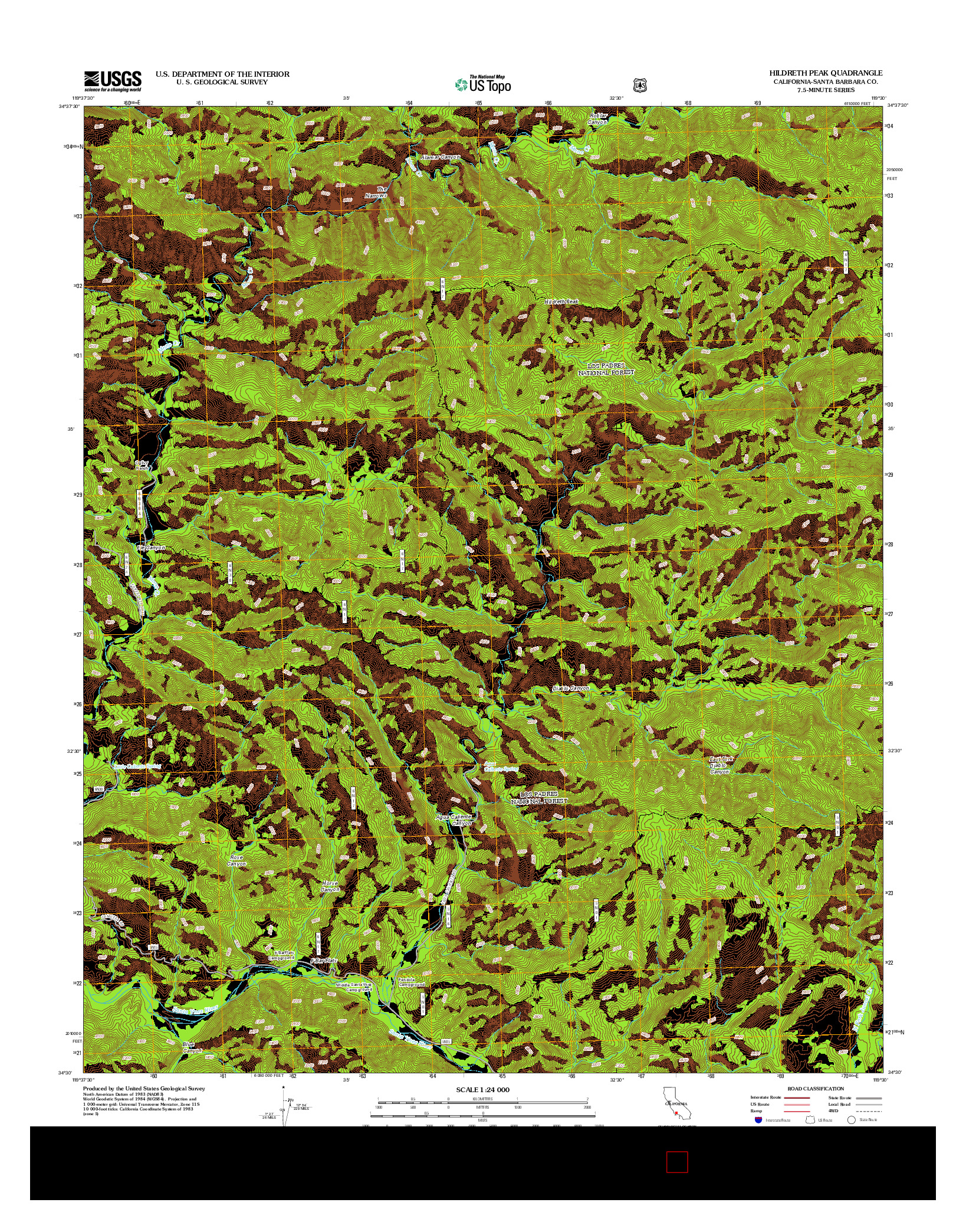 USGS US TOPO 7.5-MINUTE MAP FOR HILDRETH PEAK, CA 2012