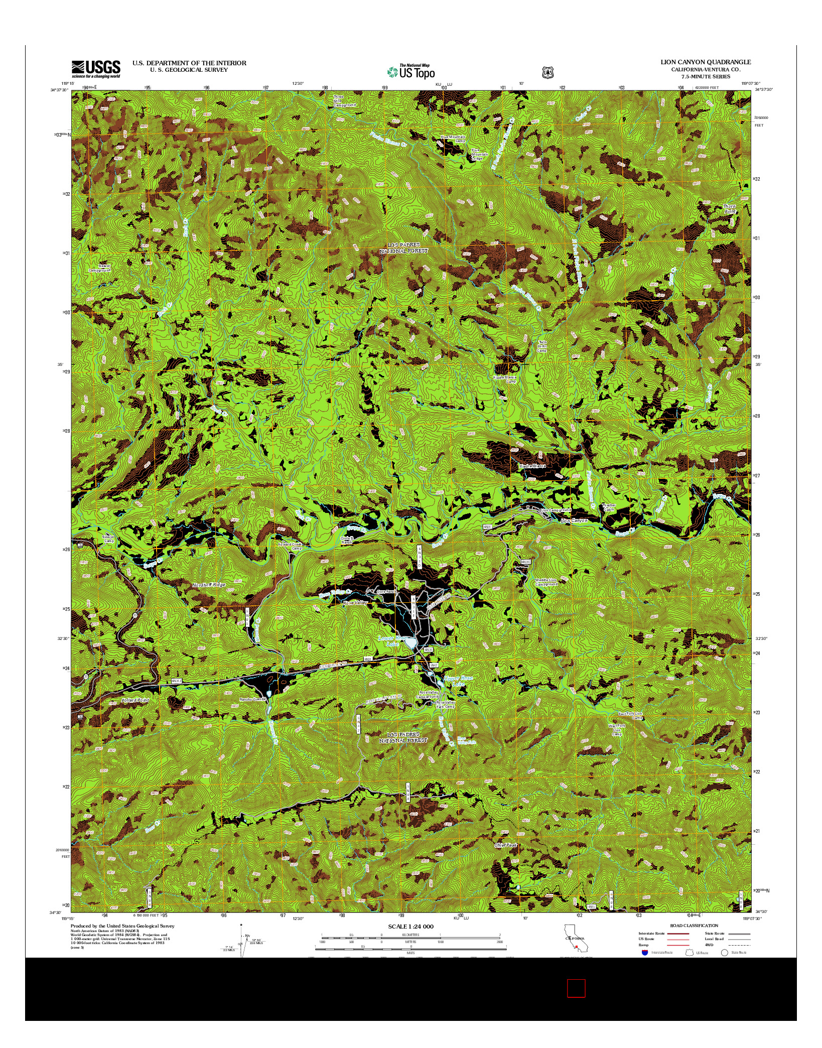 USGS US TOPO 7.5-MINUTE MAP FOR LION CANYON, CA 2012