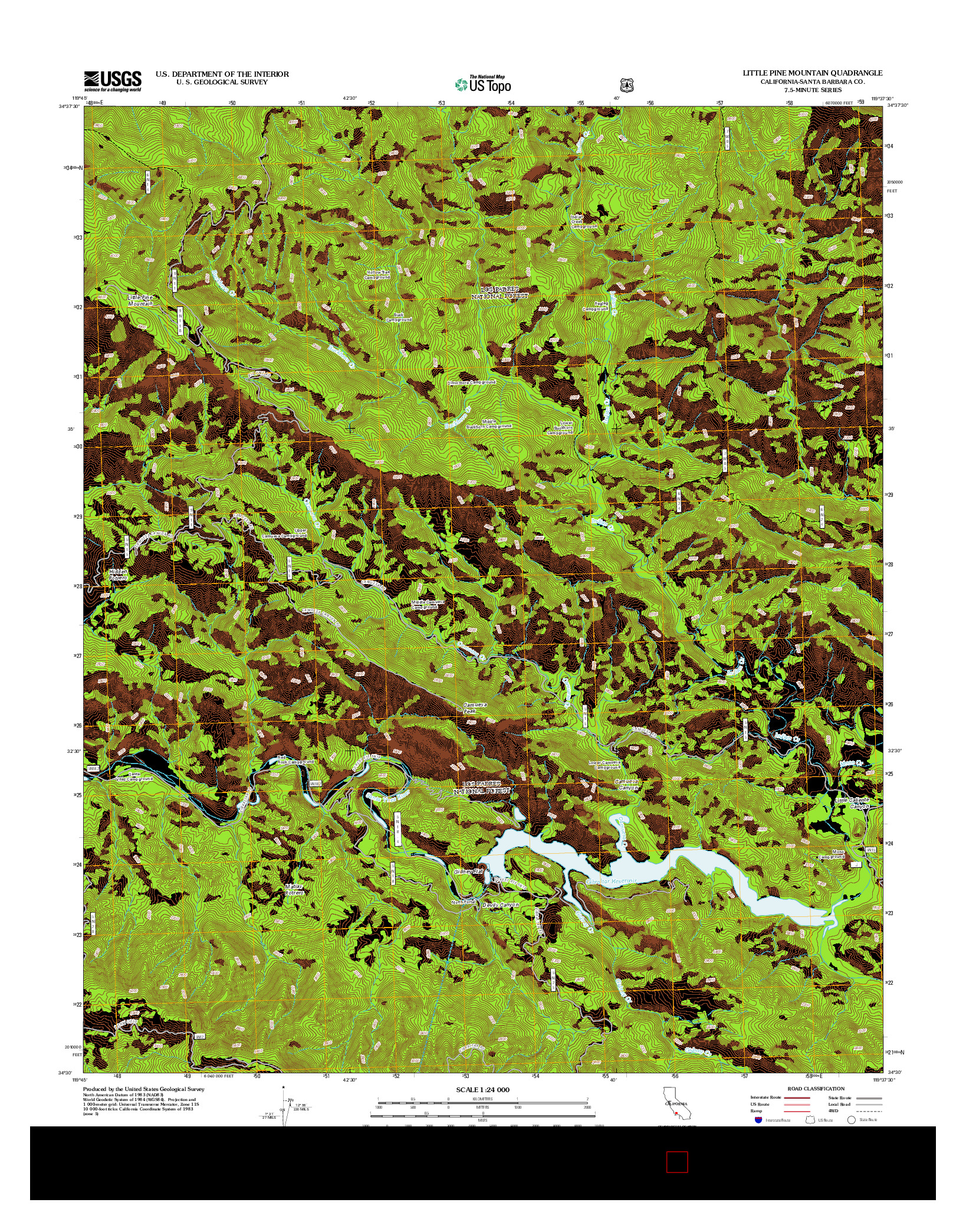 USGS US TOPO 7.5-MINUTE MAP FOR LITTLE PINE MOUNTAIN, CA 2012