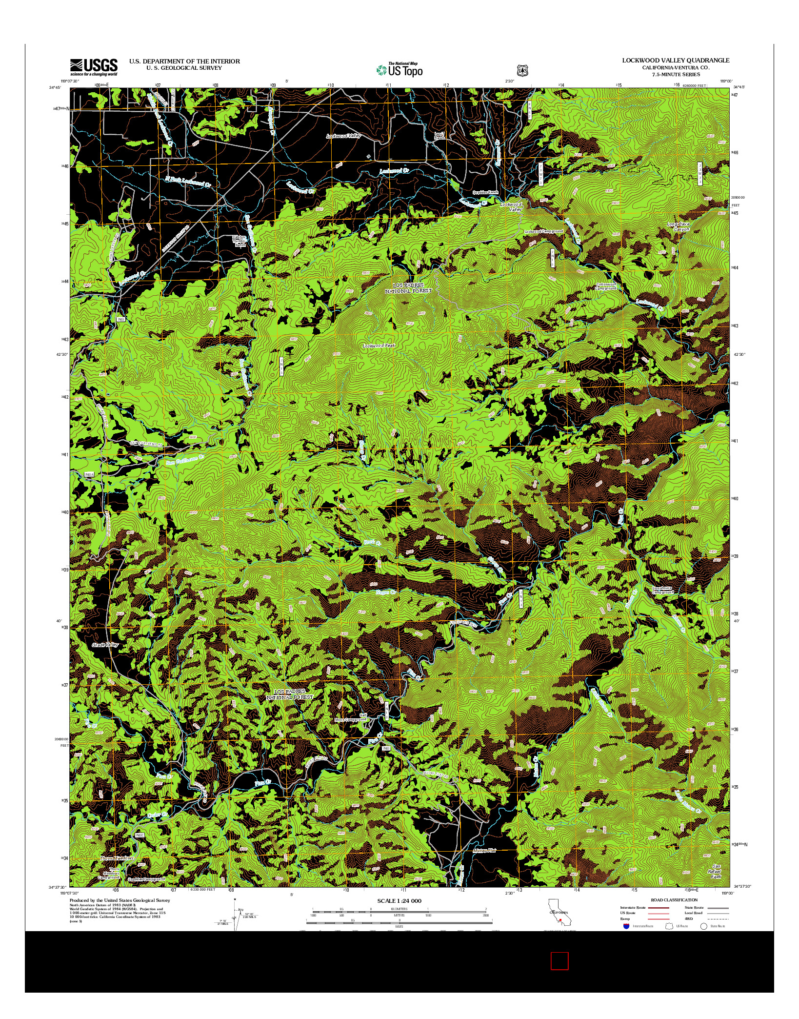 USGS US TOPO 7.5-MINUTE MAP FOR LOCKWOOD VALLEY, CA 2012