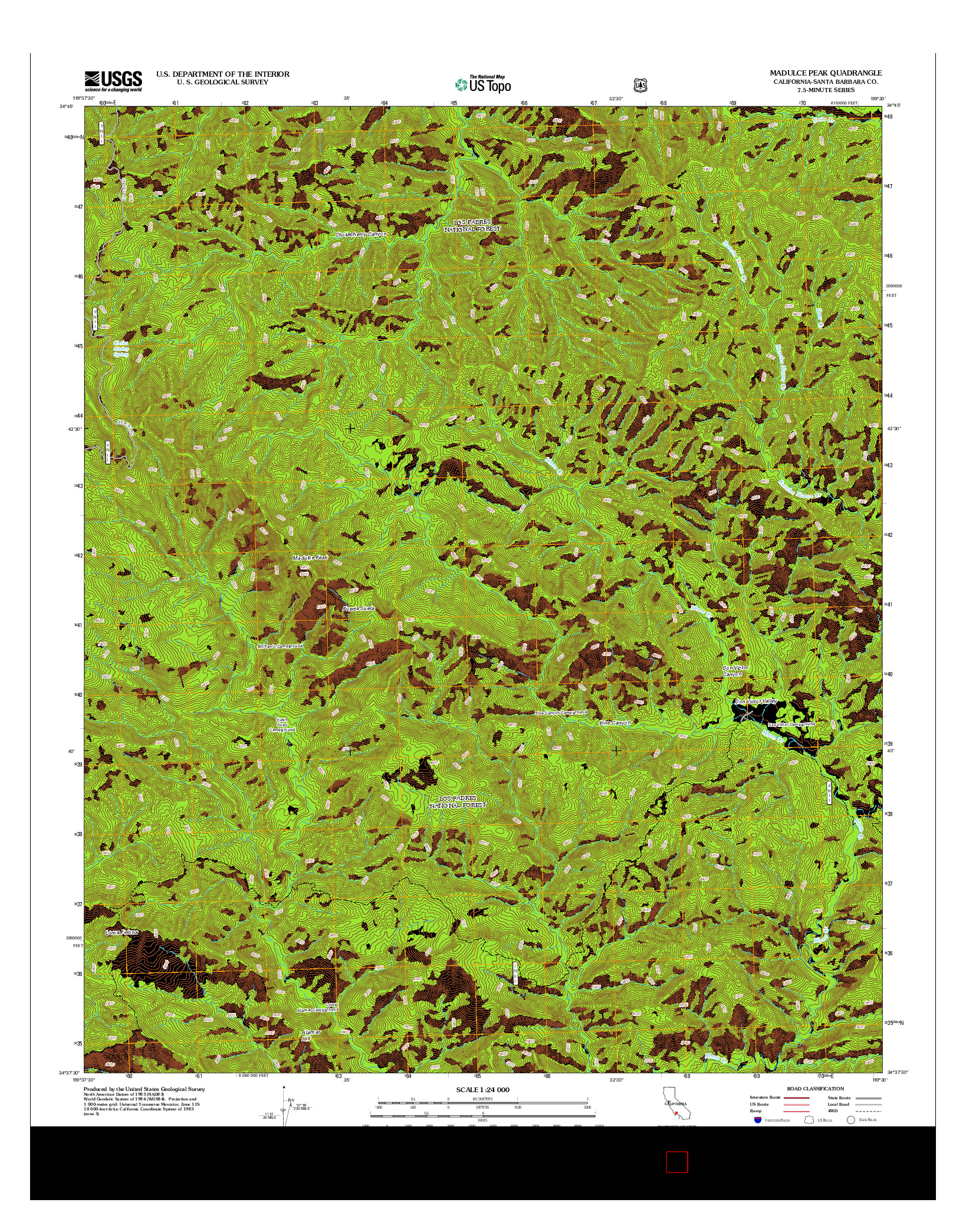 USGS US TOPO 7.5-MINUTE MAP FOR MADULCE PEAK, CA 2012