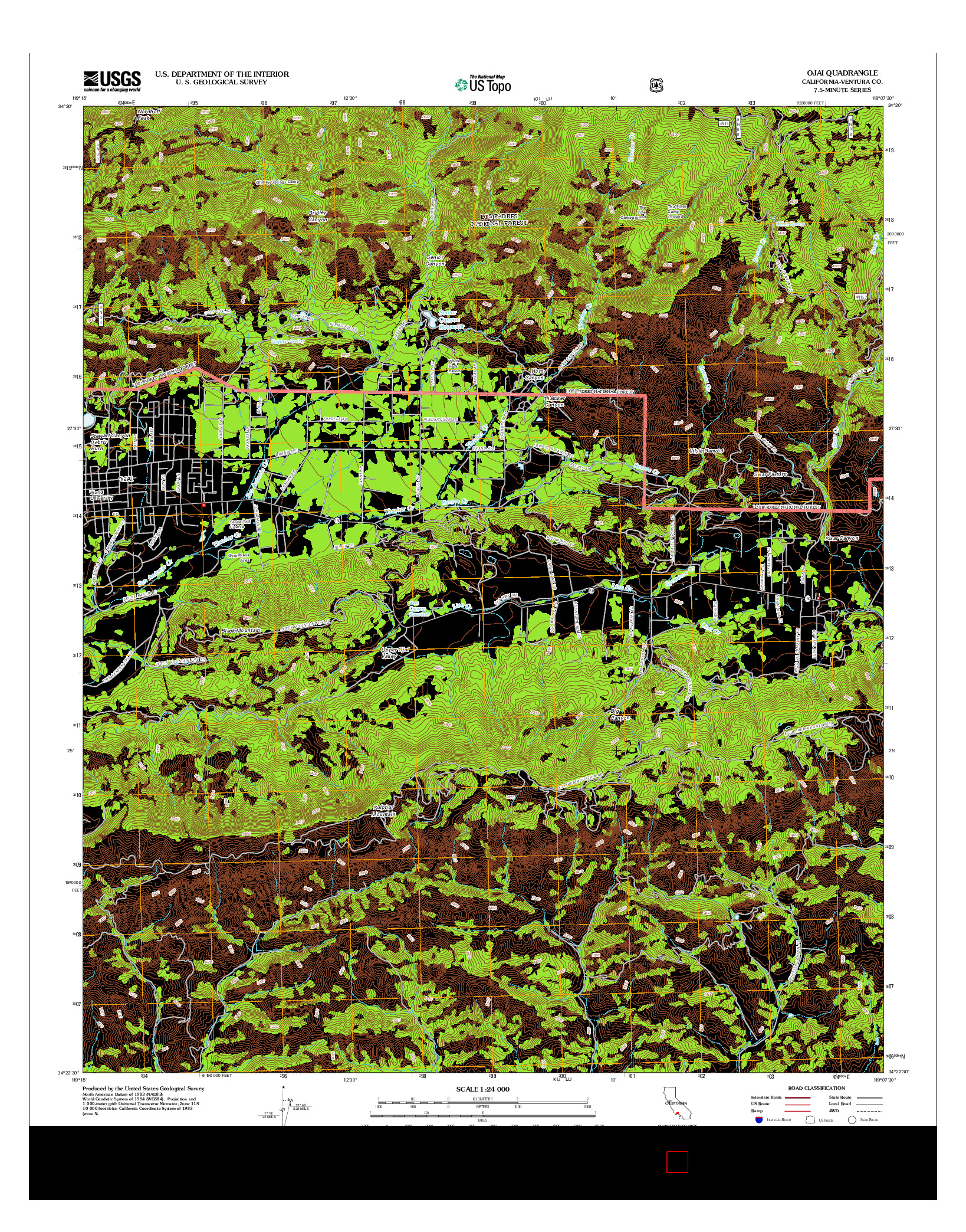 USGS US TOPO 7.5-MINUTE MAP FOR OJAI, CA 2012