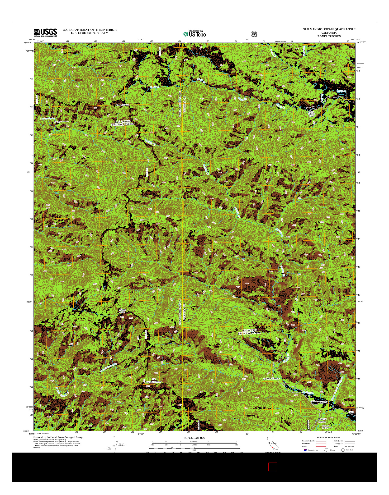 USGS US TOPO 7.5-MINUTE MAP FOR OLD MAN MOUNTAIN, CA 2012