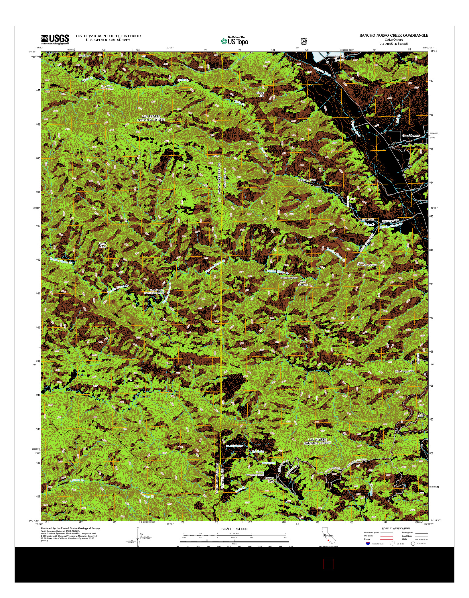 USGS US TOPO 7.5-MINUTE MAP FOR RANCHO NUEVO CREEK, CA 2012