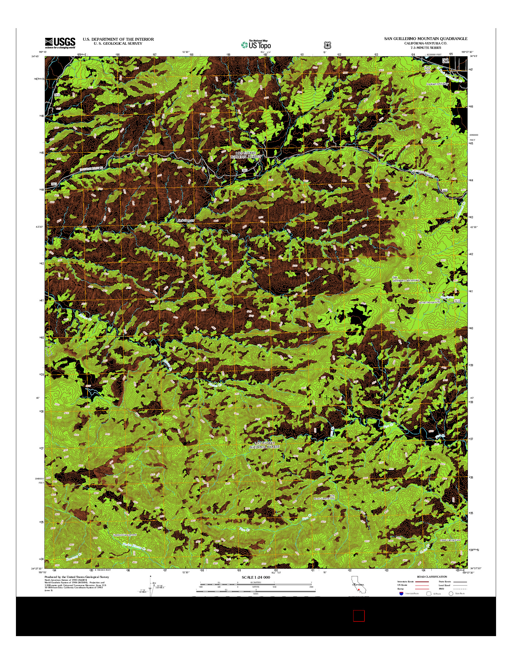 USGS US TOPO 7.5-MINUTE MAP FOR SAN GUILLERMO MOUNTAIN, CA 2012