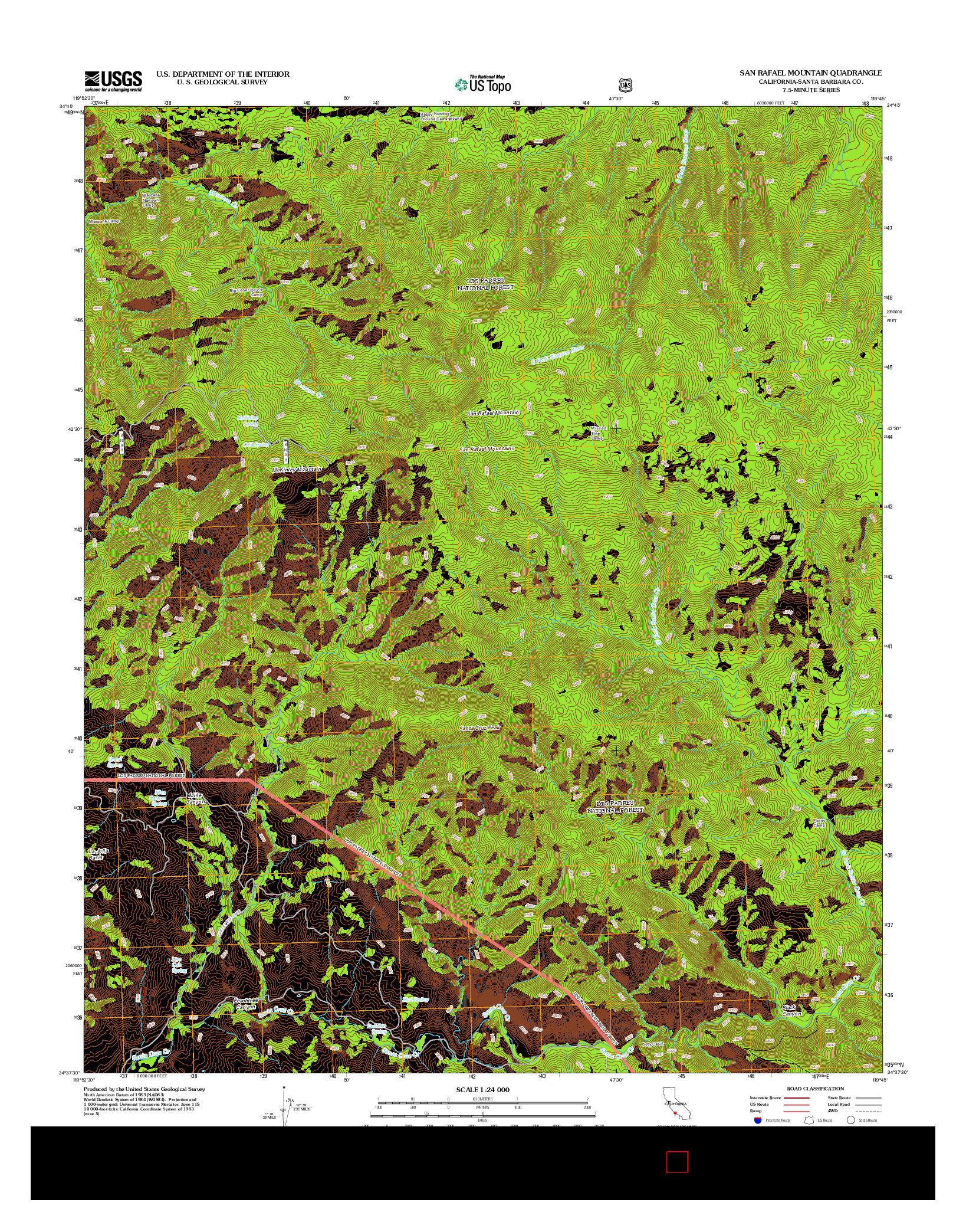 USGS US TOPO 7.5-MINUTE MAP FOR SAN RAFAEL MOUNTAIN, CA 2012