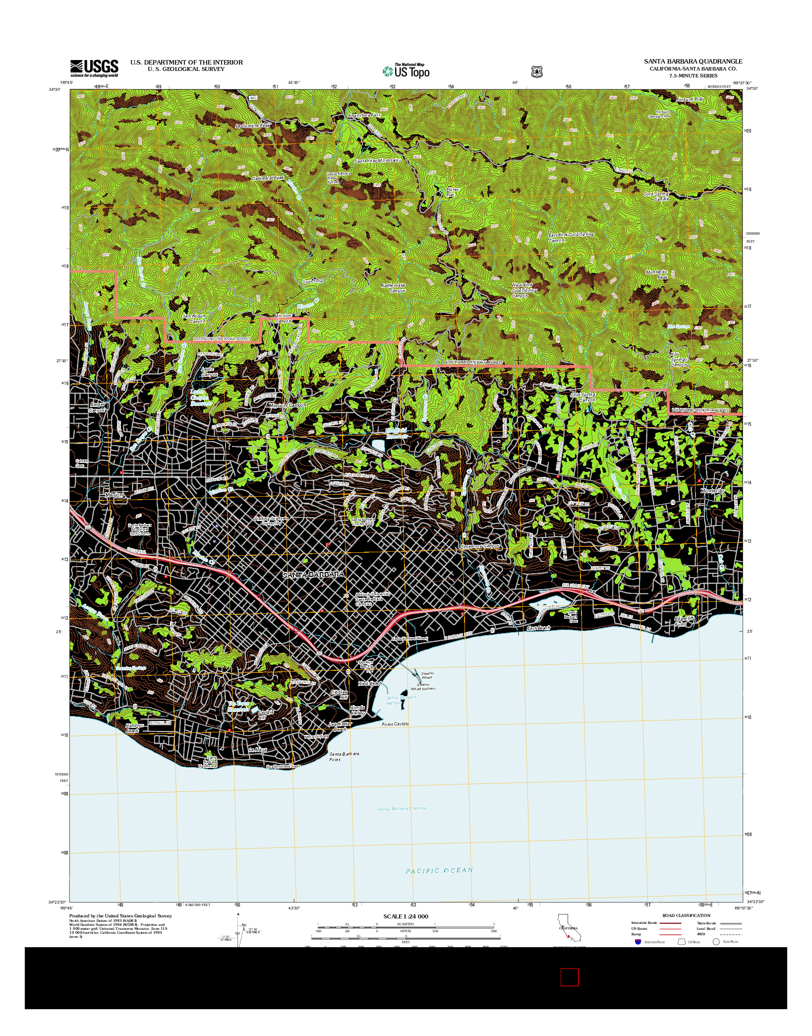 USGS US TOPO 7.5-MINUTE MAP FOR SANTA BARBARA, CA 2012