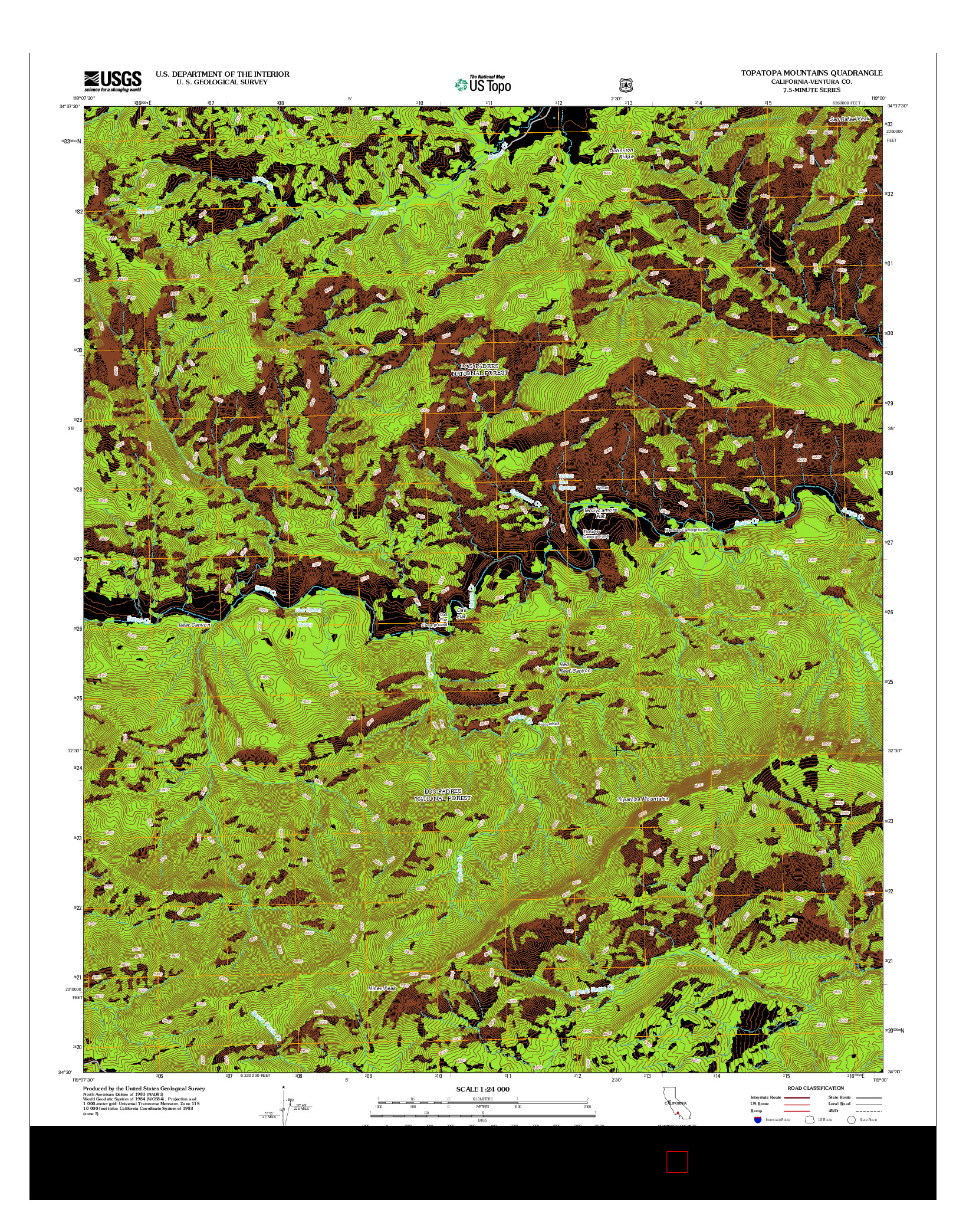 USGS US TOPO 7.5-MINUTE MAP FOR TOPATOPA MOUNTAINS, CA 2012