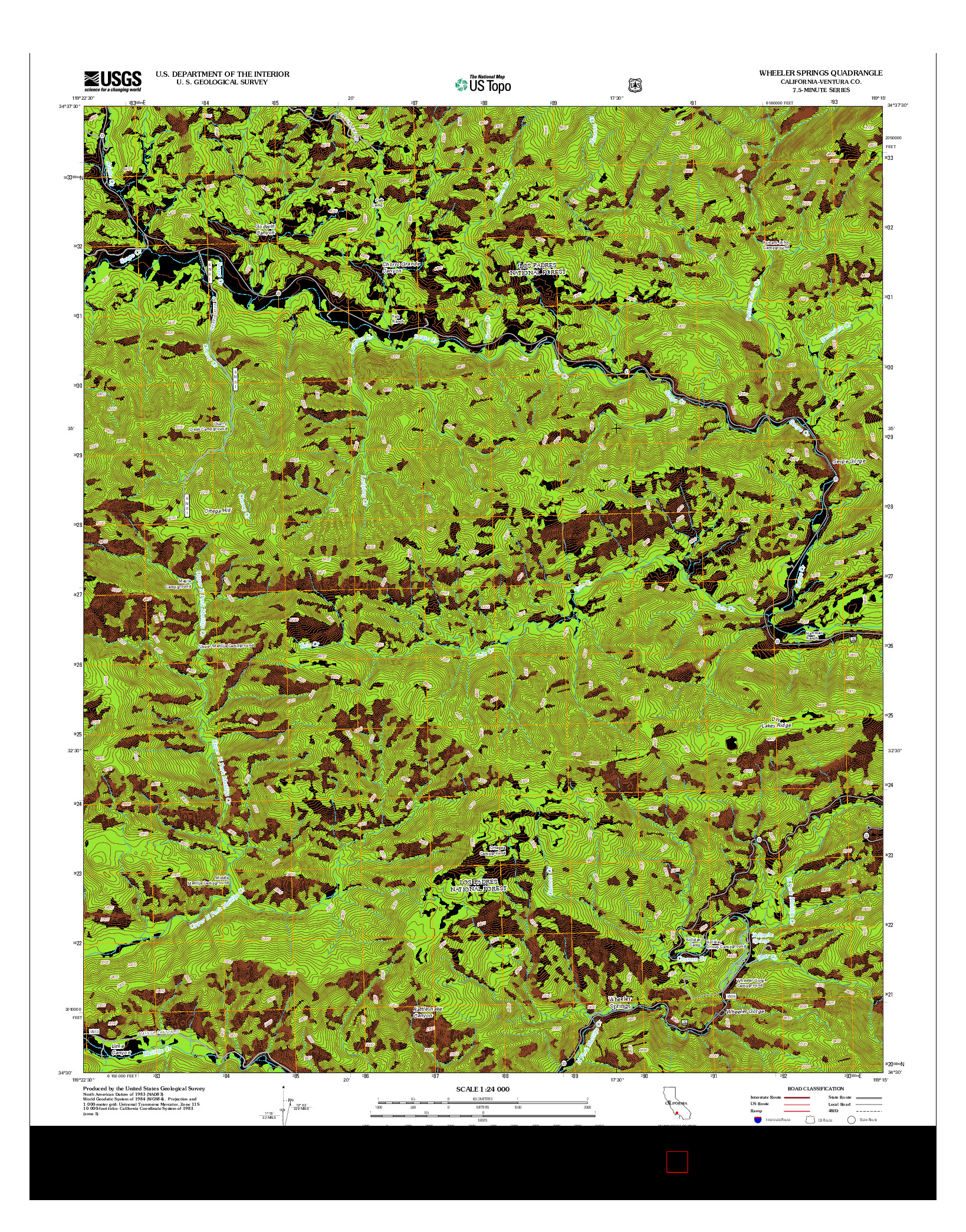 USGS US TOPO 7.5-MINUTE MAP FOR WHEELER SPRINGS, CA 2012