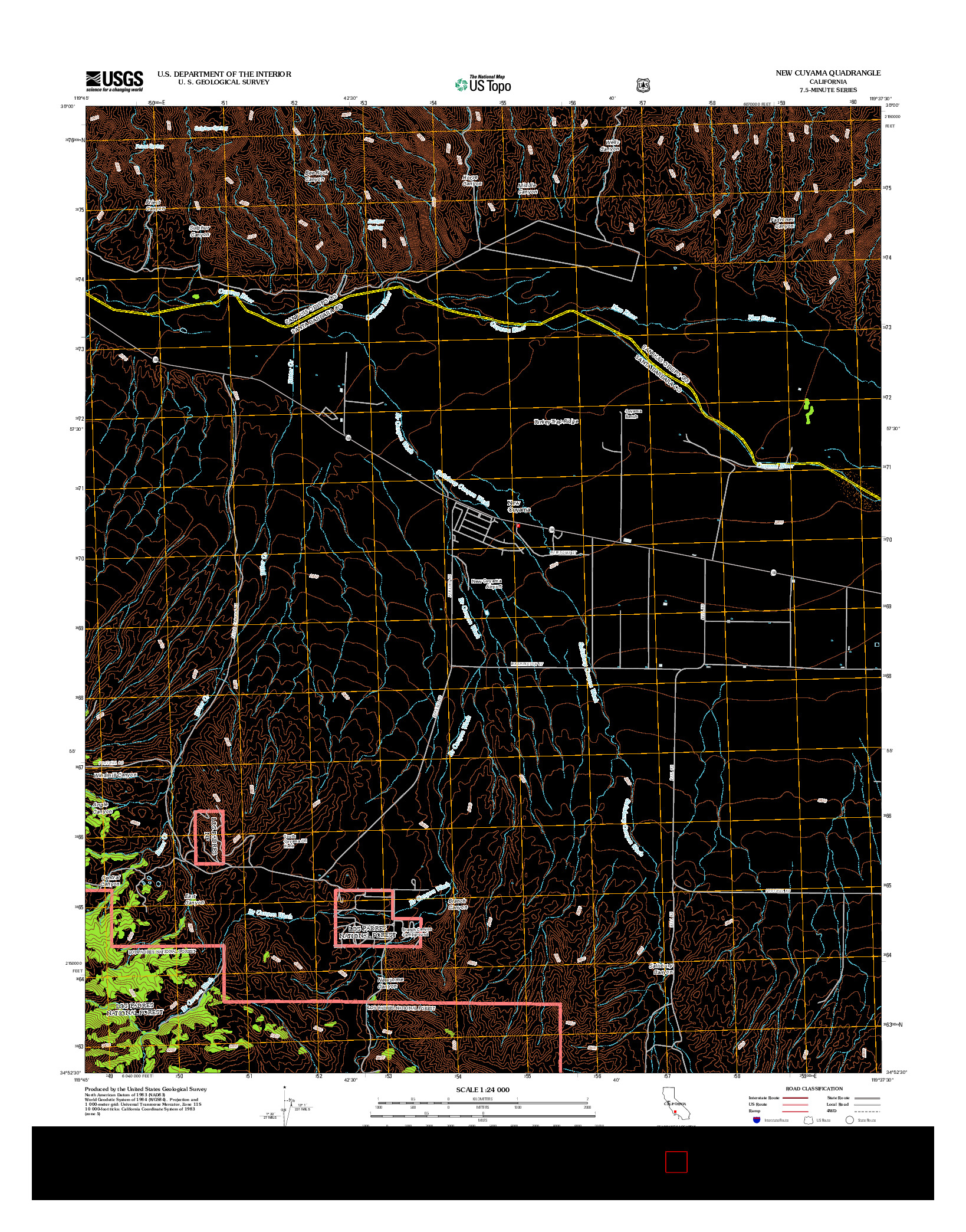 USGS US TOPO 7.5-MINUTE MAP FOR NEW CUYAMA, CA 2012