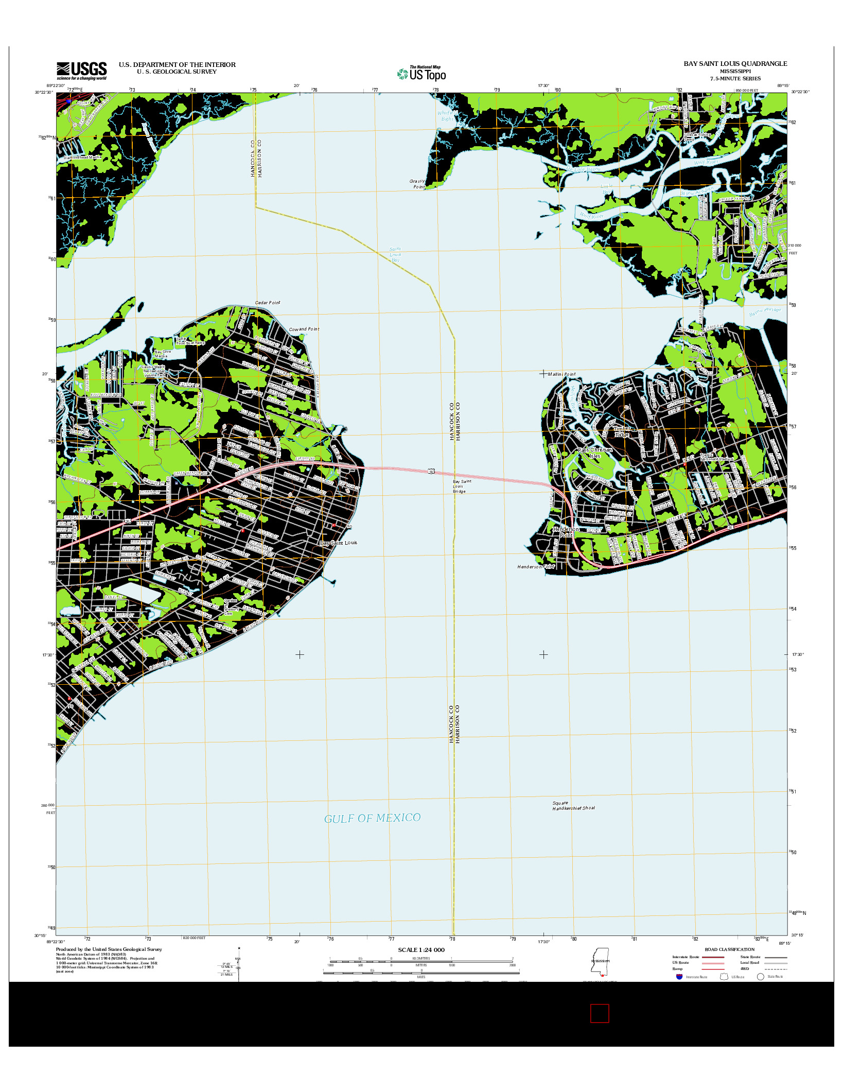 USGS US TOPO 7.5-MINUTE MAP FOR BAY SAINT LOUIS, MS 2012