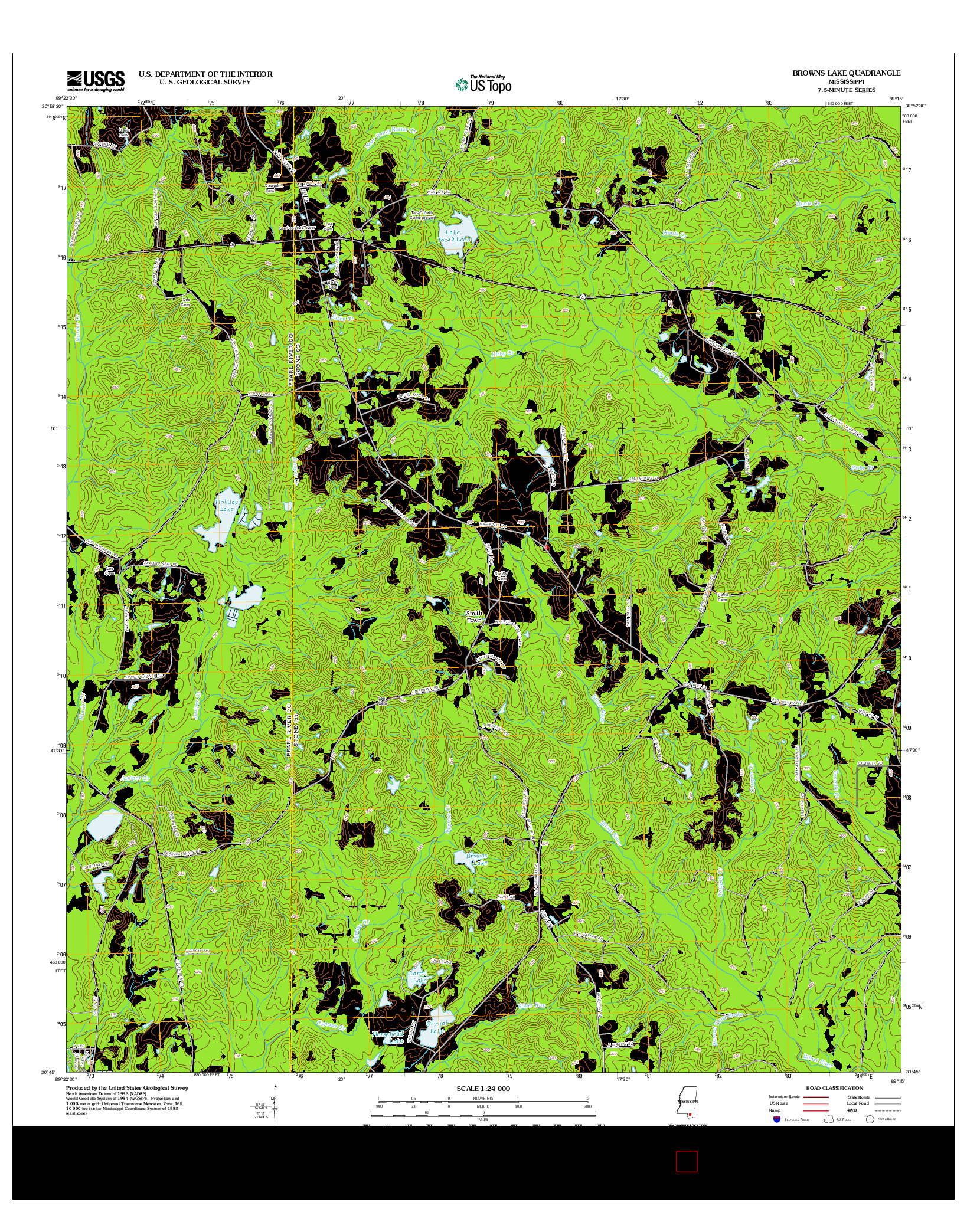 USGS US TOPO 7.5-MINUTE MAP FOR BROWNS LAKE, MS 2012