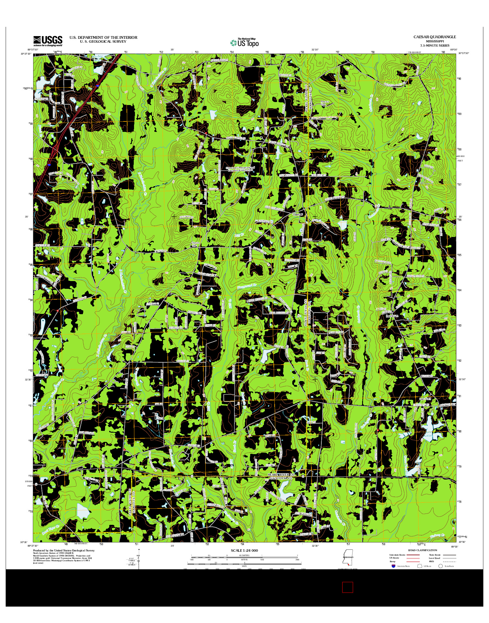 USGS US TOPO 7.5-MINUTE MAP FOR CAESAR, MS 2012