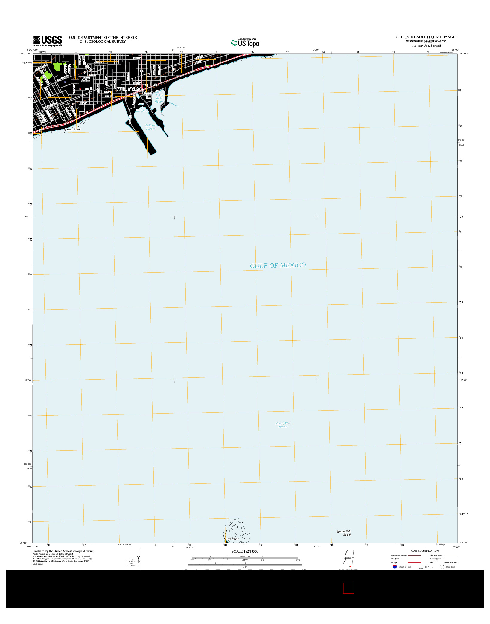 USGS US TOPO 7.5-MINUTE MAP FOR GULFPORT SOUTH, MS 2012