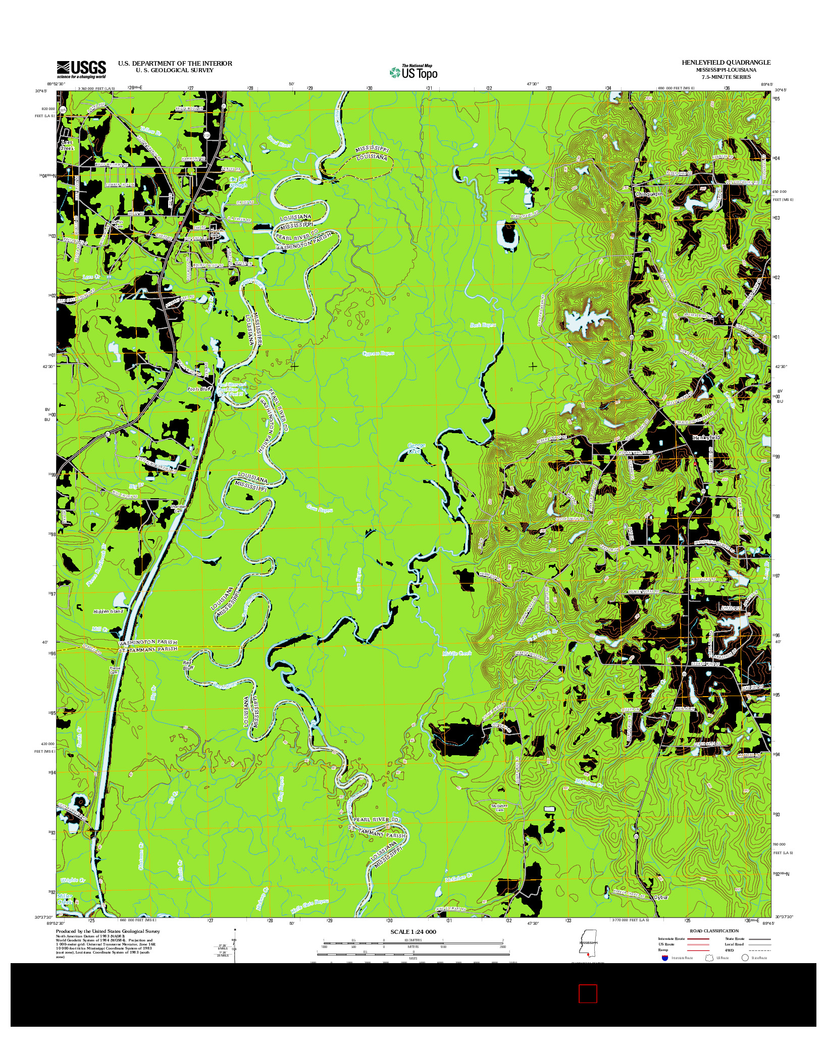 USGS US TOPO 7.5-MINUTE MAP FOR HENLEYFIELD, MS-LA 2012