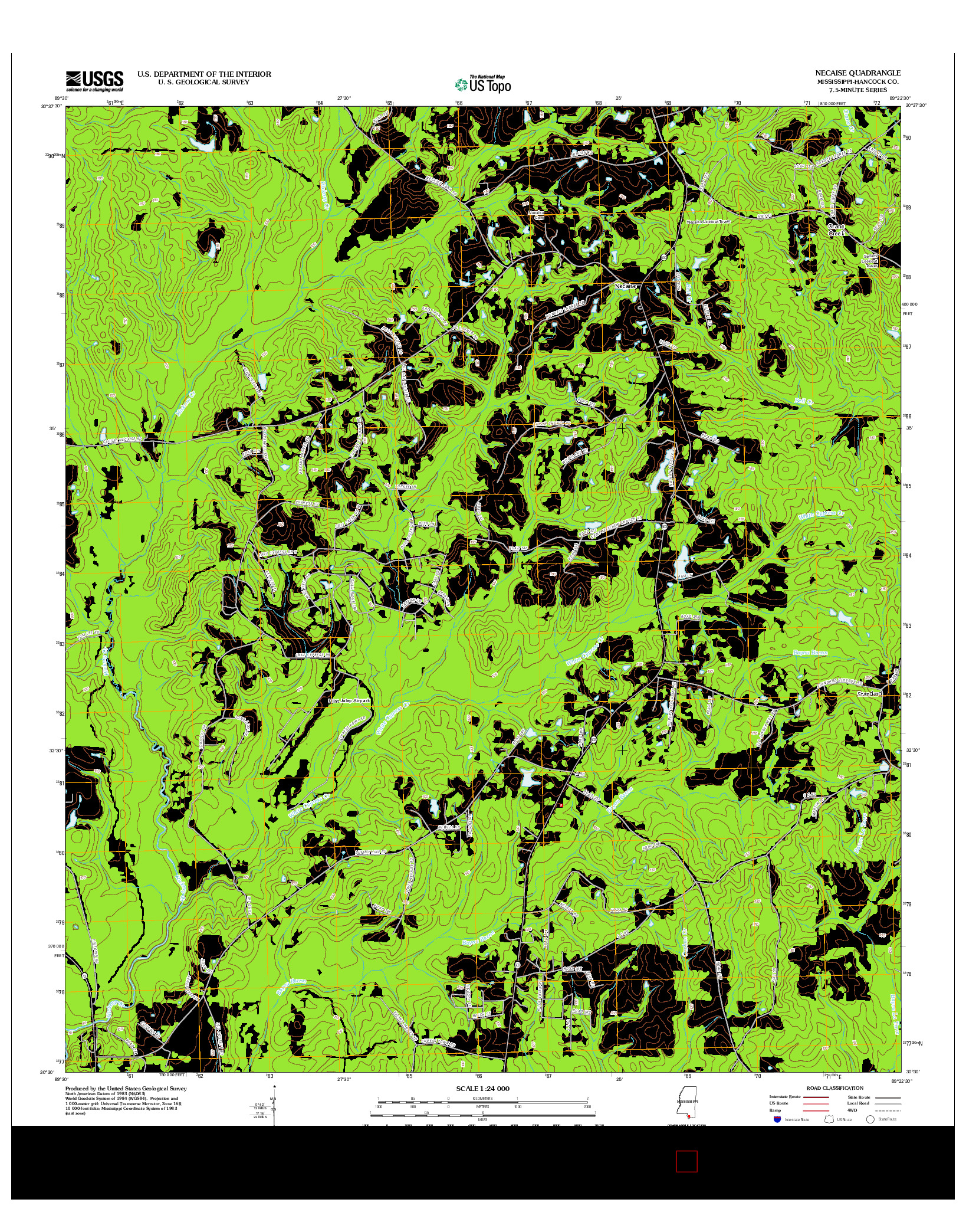 USGS US TOPO 7.5-MINUTE MAP FOR NECAISE, MS 2012