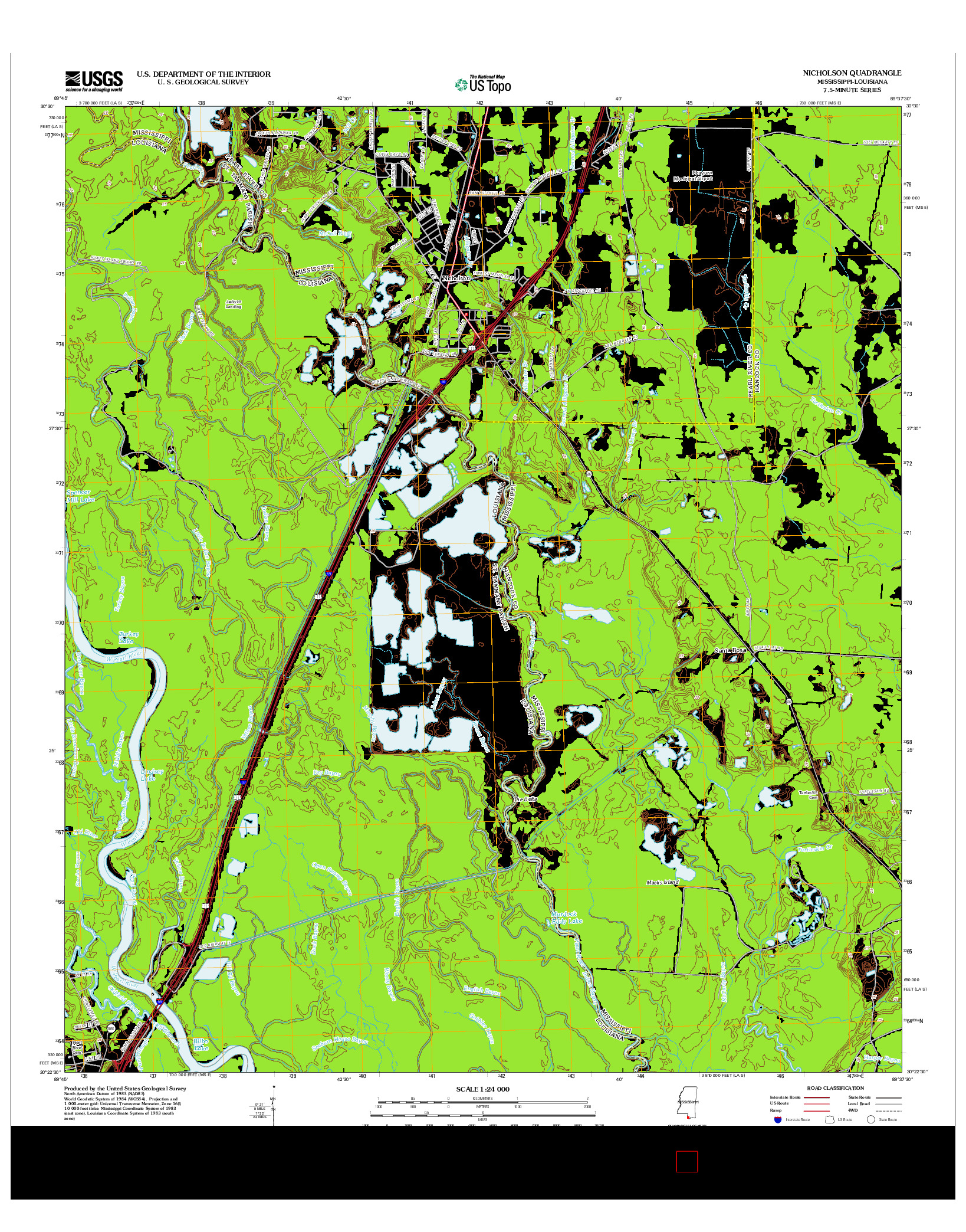 USGS US TOPO 7.5-MINUTE MAP FOR NICHOLSON, MS-LA 2012