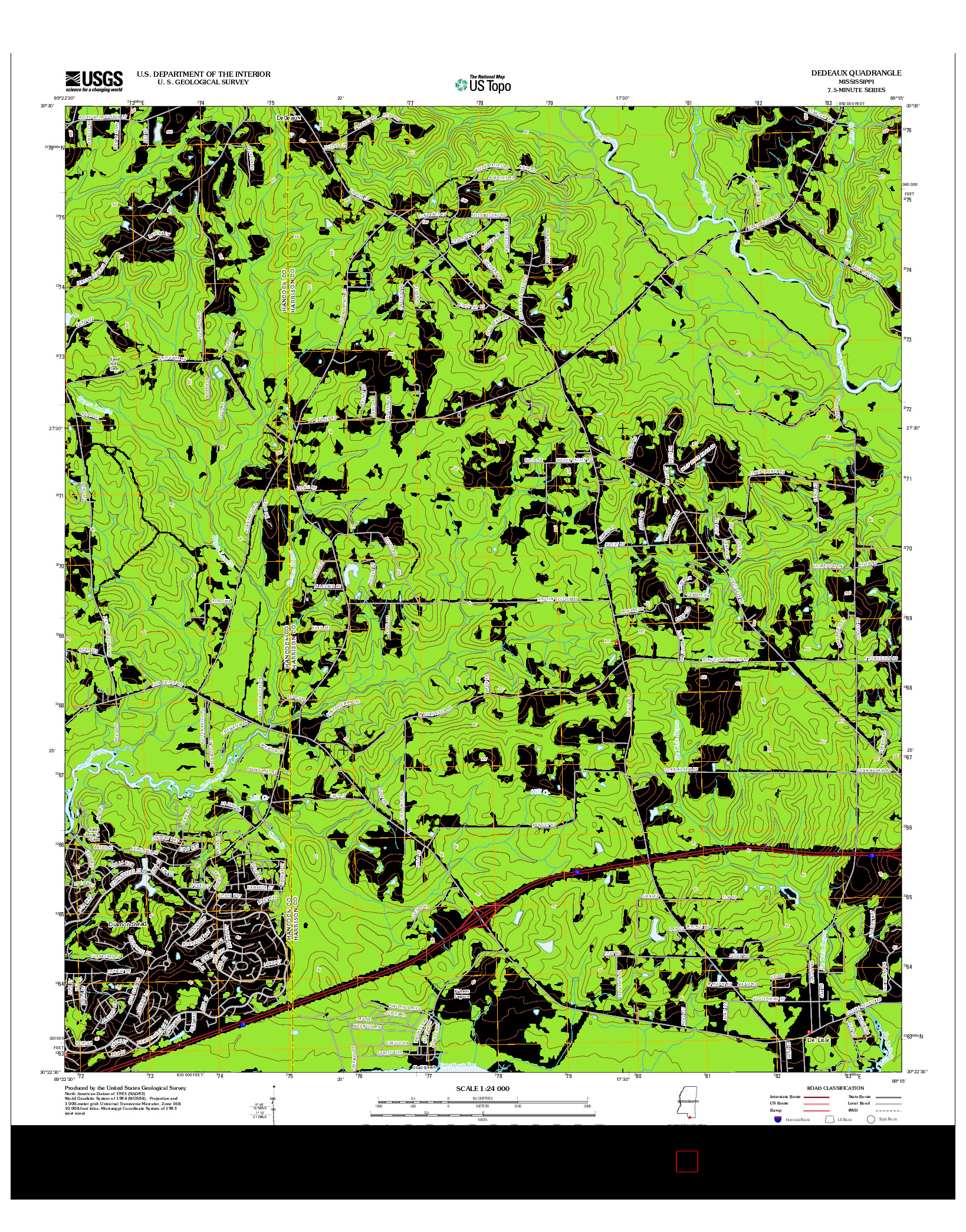 USGS US TOPO 7.5-MINUTE MAP FOR DEDEAUX, MS 2012