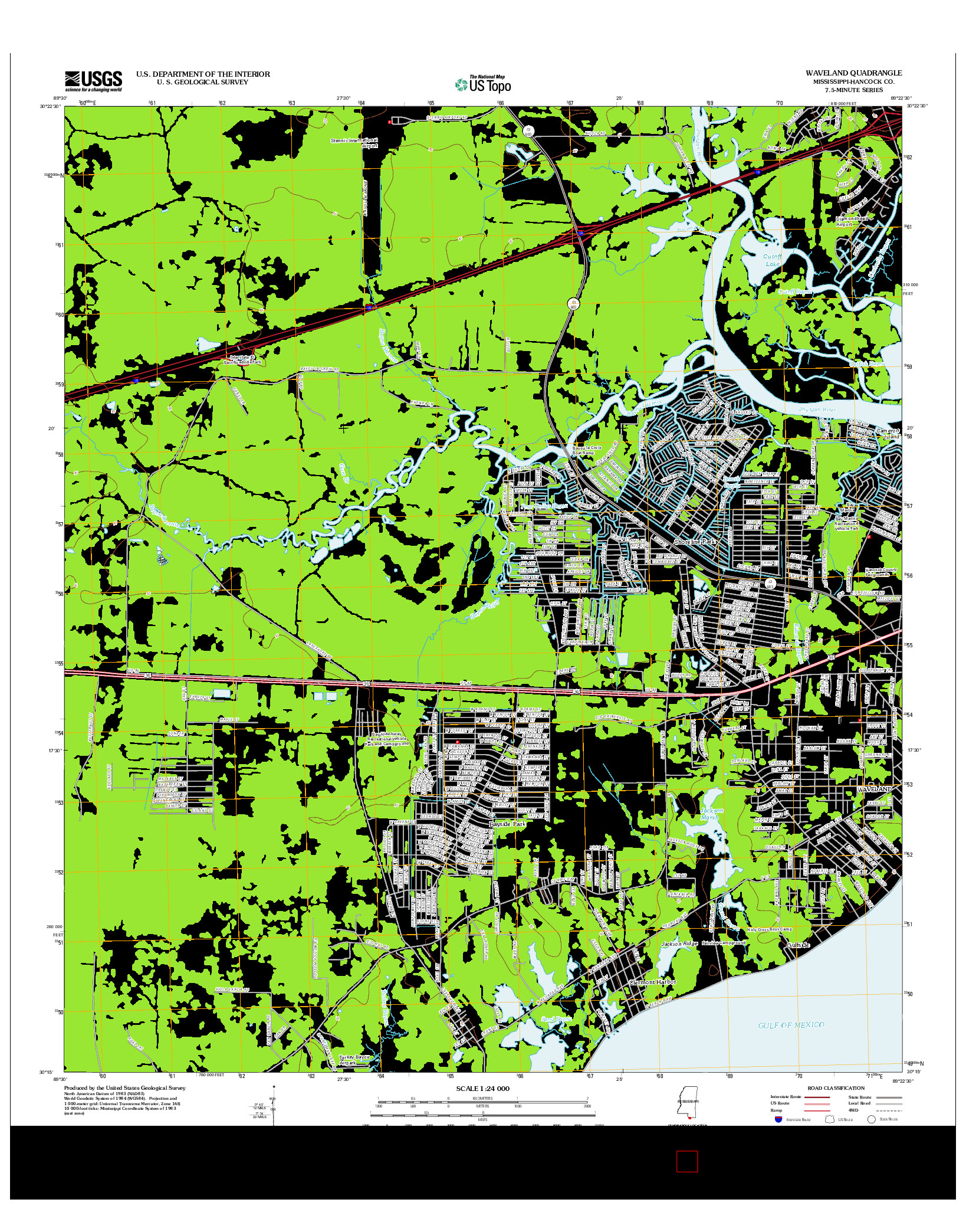 USGS US TOPO 7.5-MINUTE MAP FOR WAVELAND, MS 2012