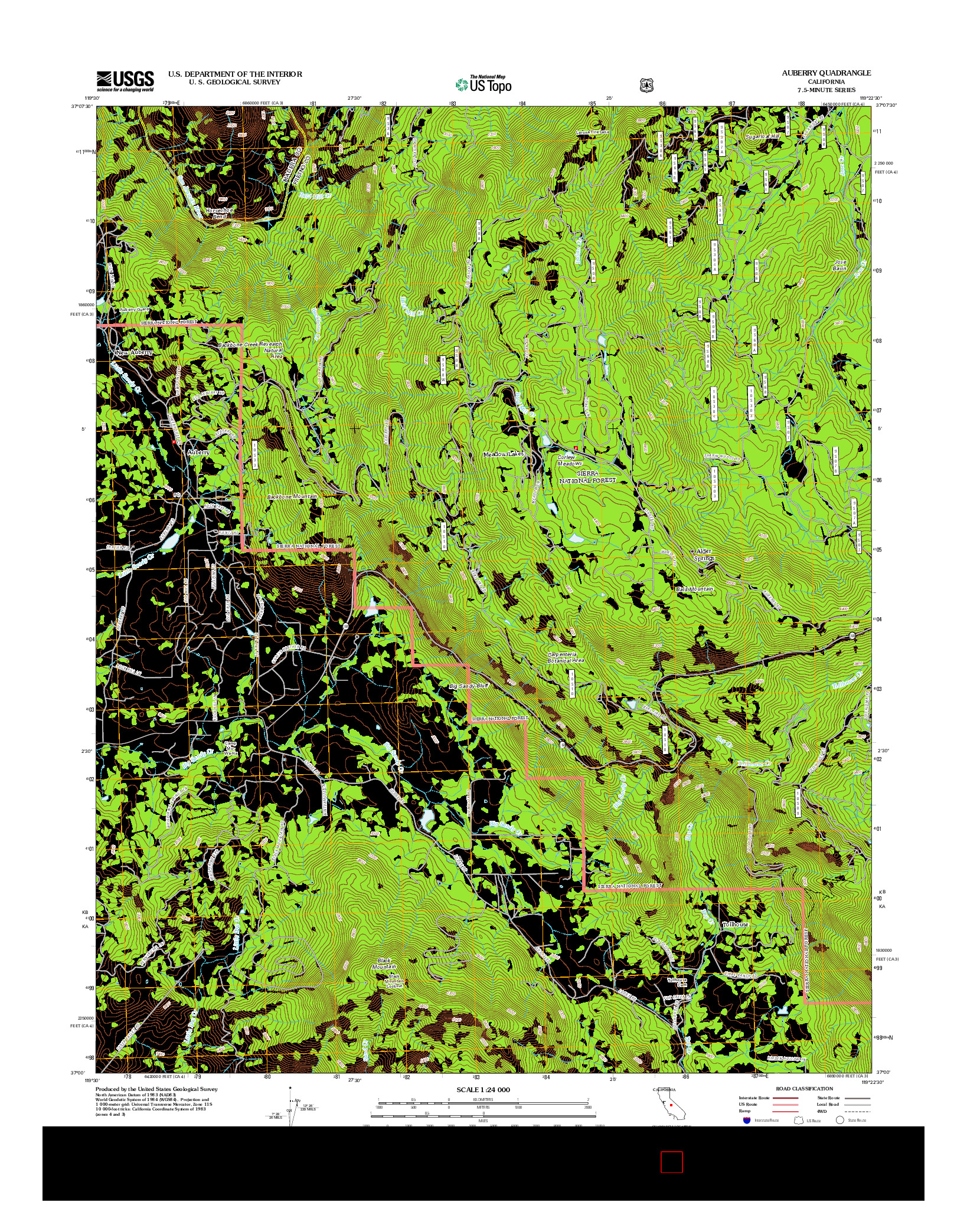 USGS US TOPO 7.5-MINUTE MAP FOR AUBERRY, CA 2012