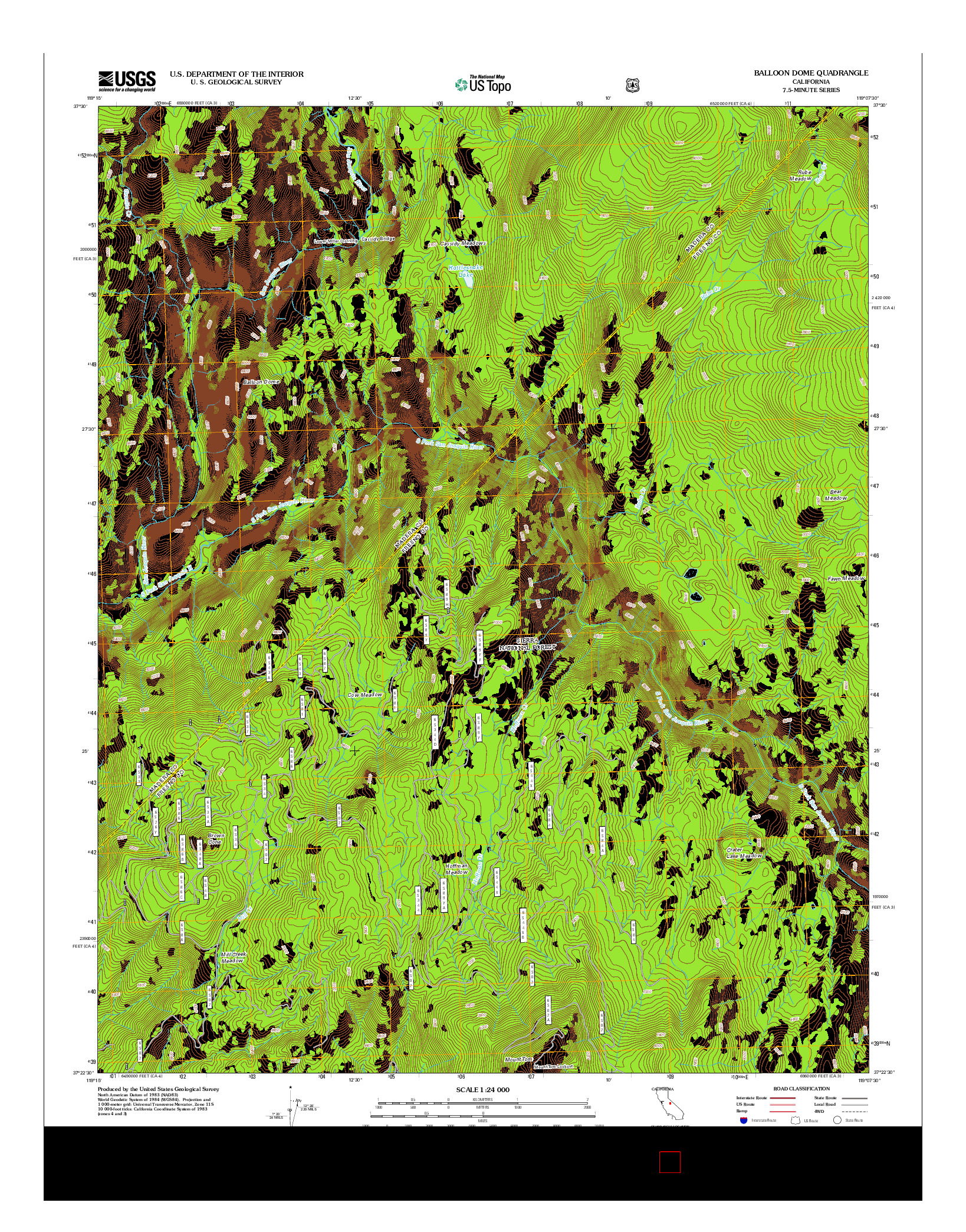 USGS US TOPO 7.5-MINUTE MAP FOR BALLOON DOME, CA 2012