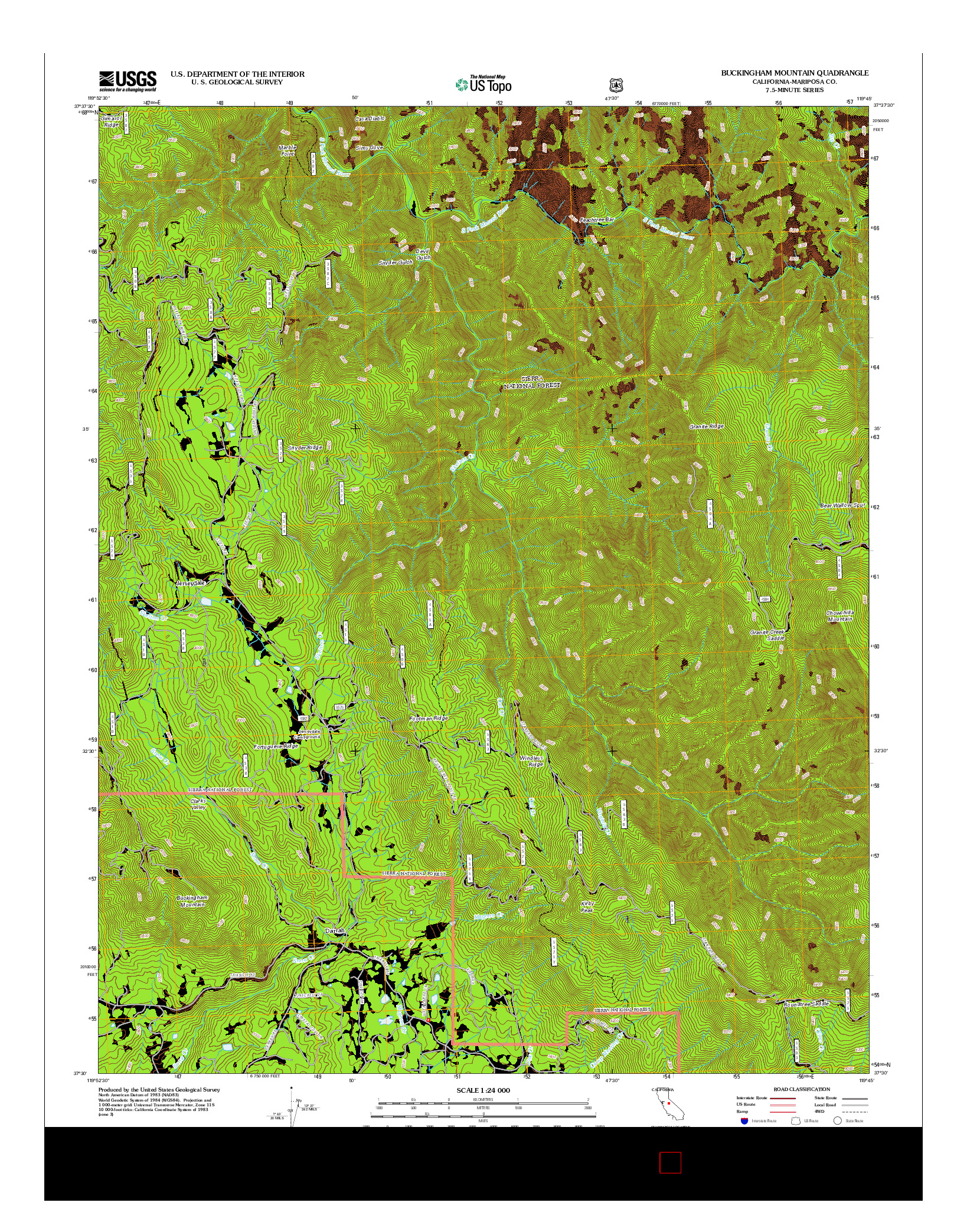 USGS US TOPO 7.5-MINUTE MAP FOR BUCKINGHAM MOUNTAIN, CA 2012