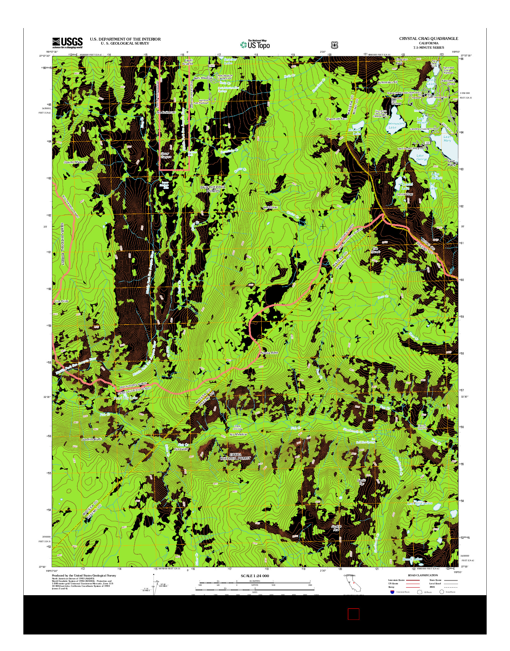 USGS US TOPO 7.5-MINUTE MAP FOR CRYSTAL CRAG, CA 2012