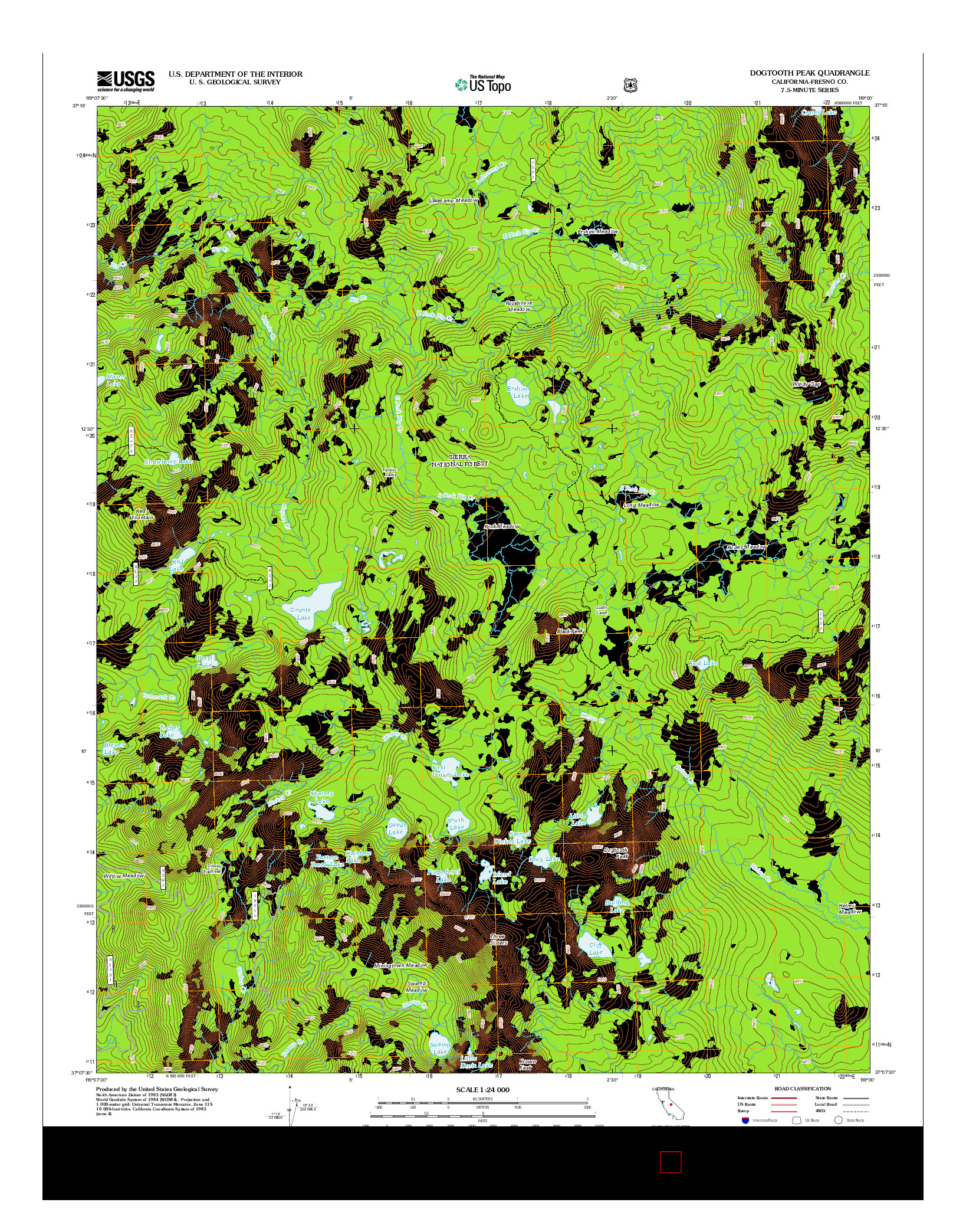 USGS US TOPO 7.5-MINUTE MAP FOR DOGTOOTH PEAK, CA 2012