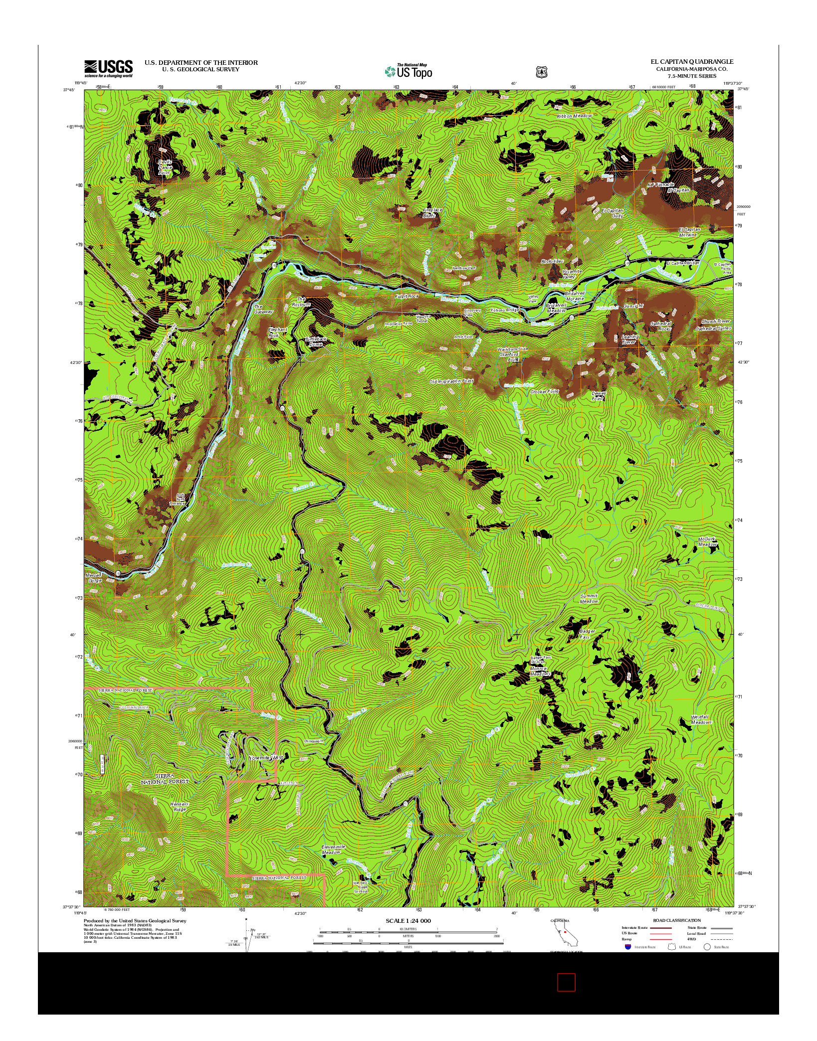 USGS US TOPO 7.5-MINUTE MAP FOR EL CAPITAN, CA 2012