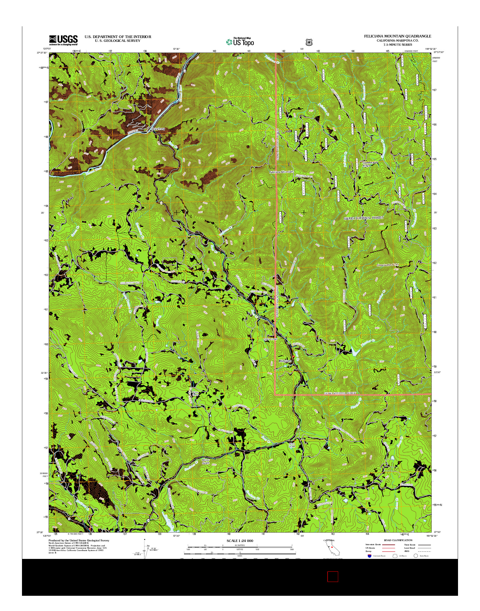 USGS US TOPO 7.5-MINUTE MAP FOR FELICIANA MOUNTAIN, CA 2012