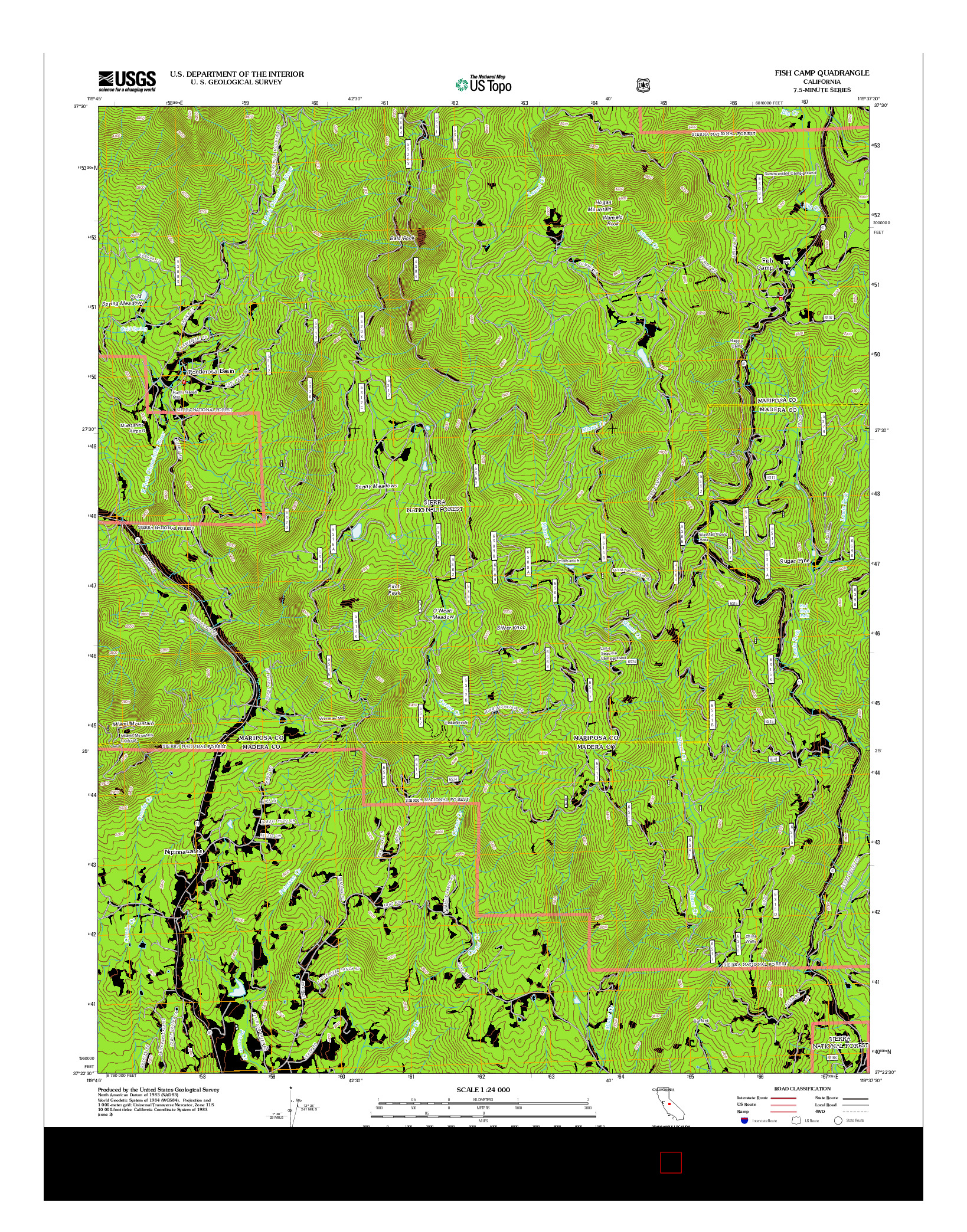 USGS US TOPO 7.5-MINUTE MAP FOR FISH CAMP, CA 2012