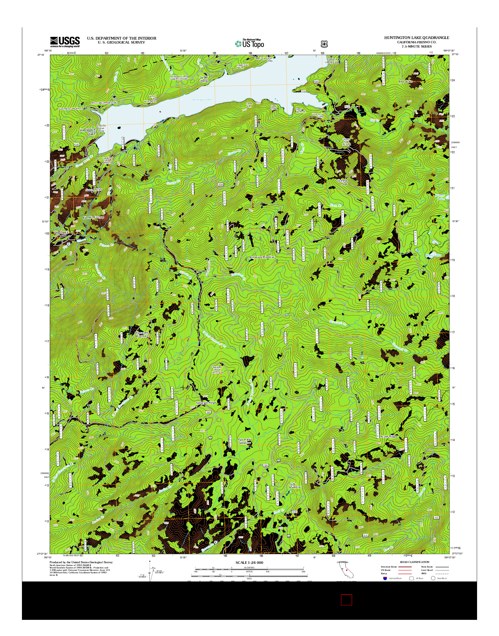 USGS US TOPO 7.5-MINUTE MAP FOR HUNTINGTON LAKE, CA 2012