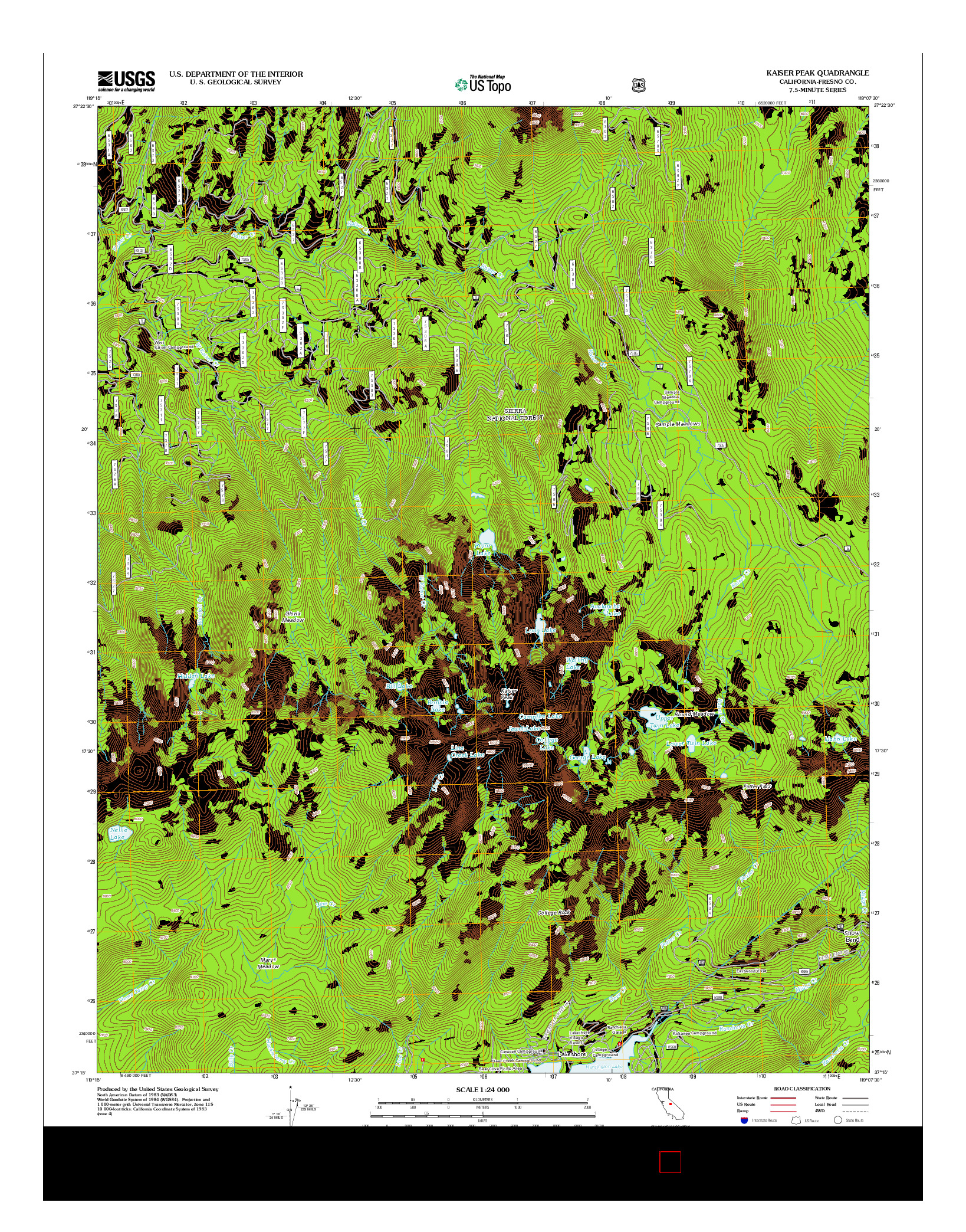 USGS US TOPO 7.5-MINUTE MAP FOR KAISER PEAK, CA 2012