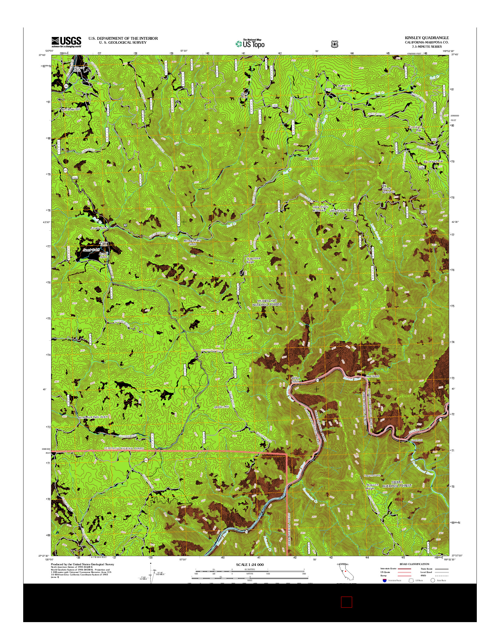 USGS US TOPO 7.5-MINUTE MAP FOR KINSLEY, CA 2012