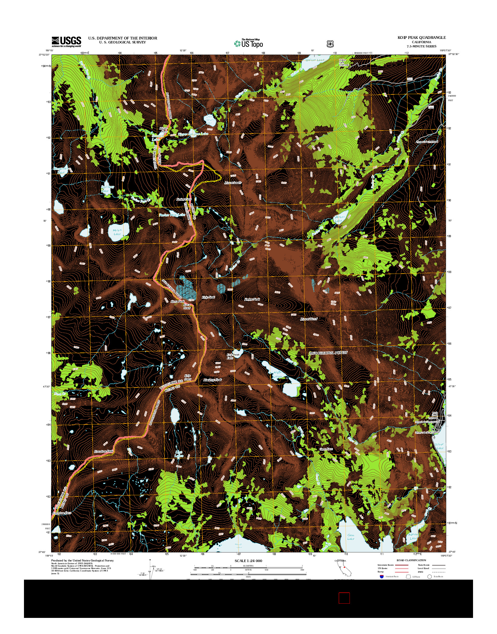 USGS US TOPO 7.5-MINUTE MAP FOR KOIP PEAK, CA 2012