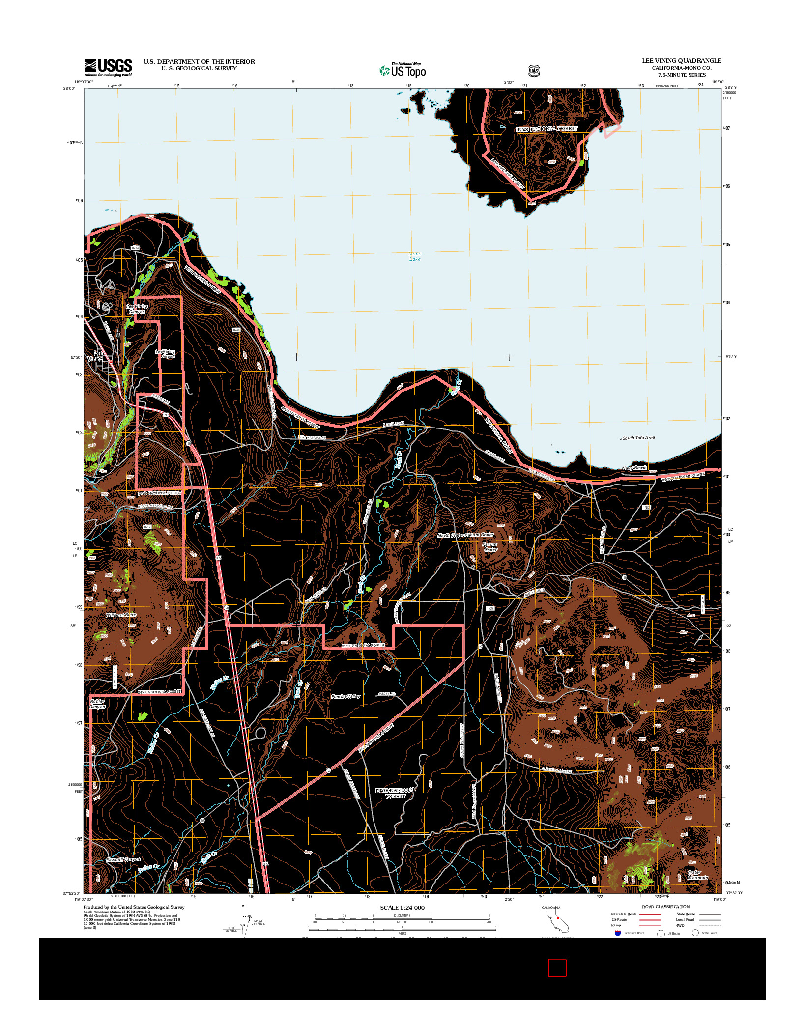 USGS US TOPO 7.5-MINUTE MAP FOR LEE VINING, CA 2012