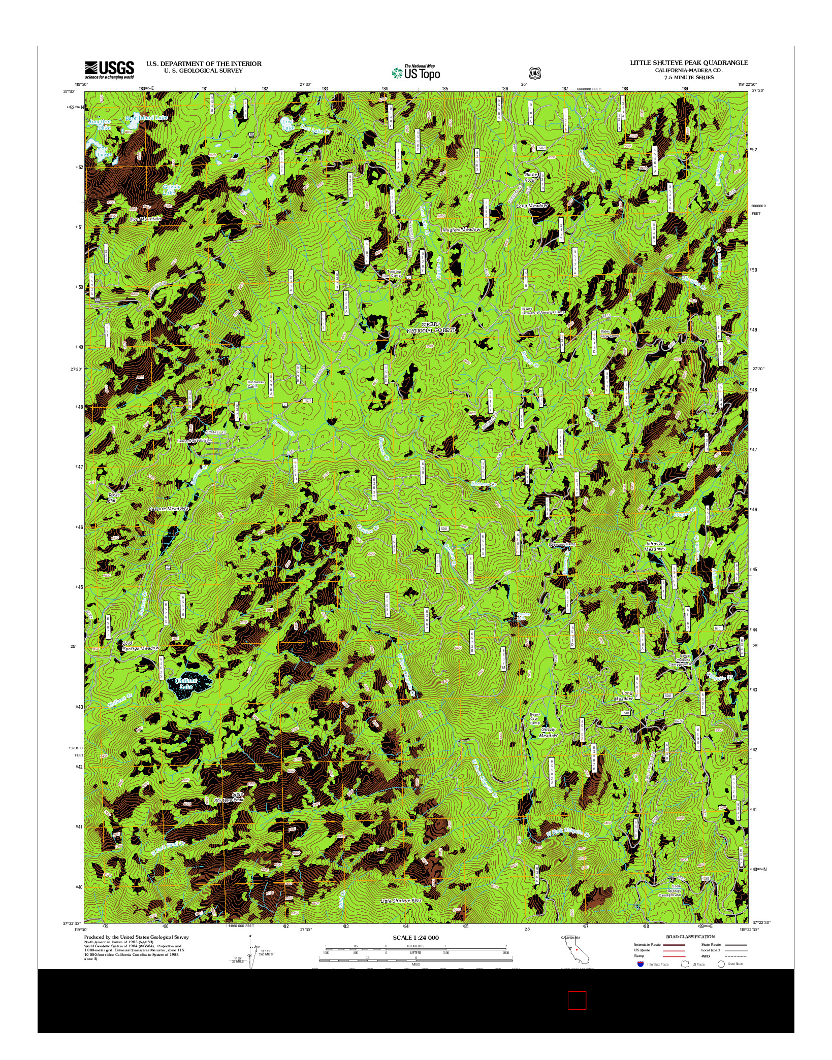 USGS US TOPO 7.5-MINUTE MAP FOR LITTLE SHUTEYE PEAK, CA 2012