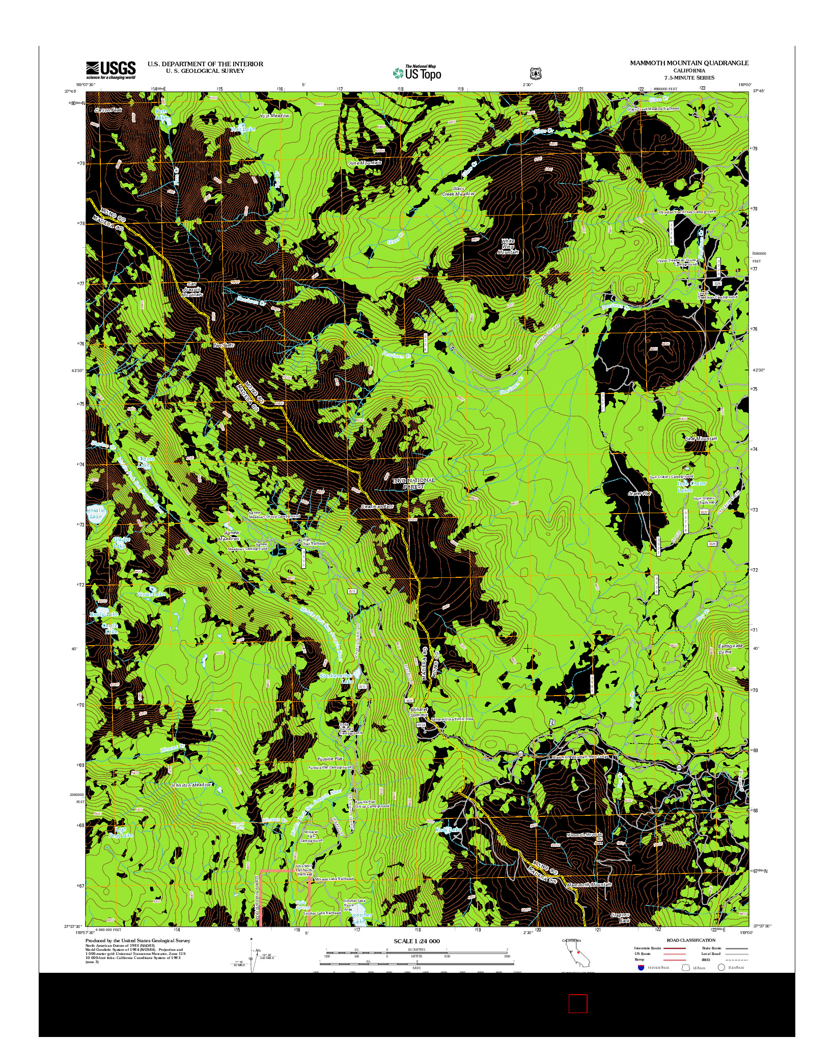 USGS US TOPO 7.5-MINUTE MAP FOR MAMMOTH MOUNTAIN, CA 2012