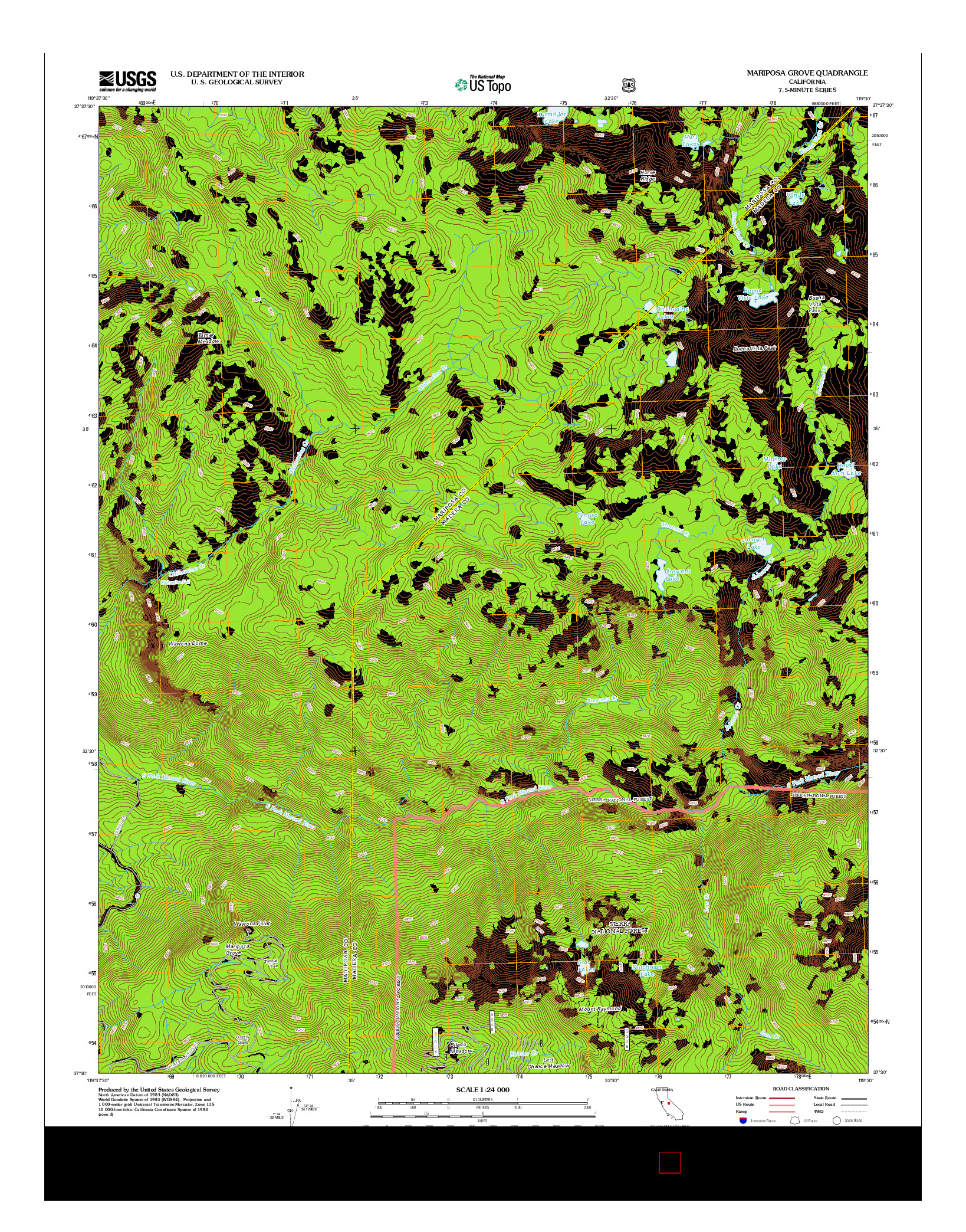 USGS US TOPO 7.5-MINUTE MAP FOR MARIPOSA GROVE, CA 2012